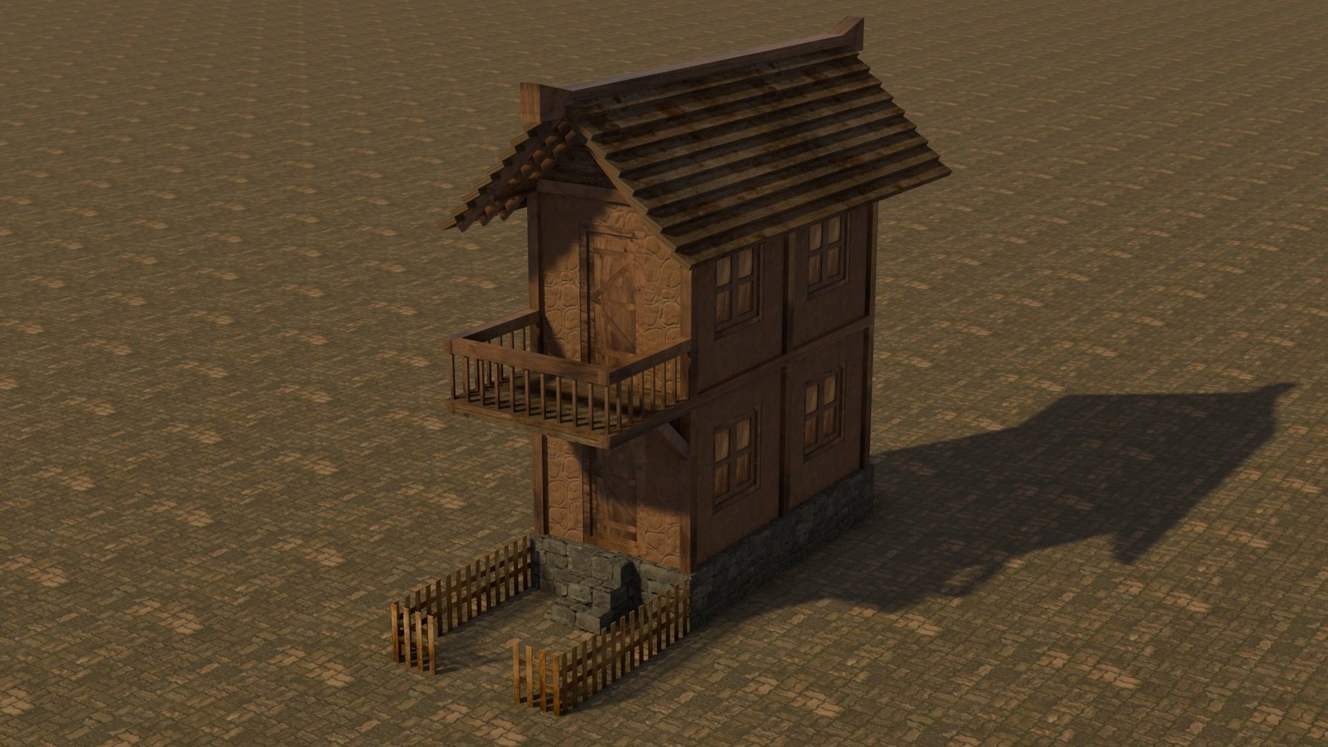 Medieval house 5 Free low-poly 3D model_2