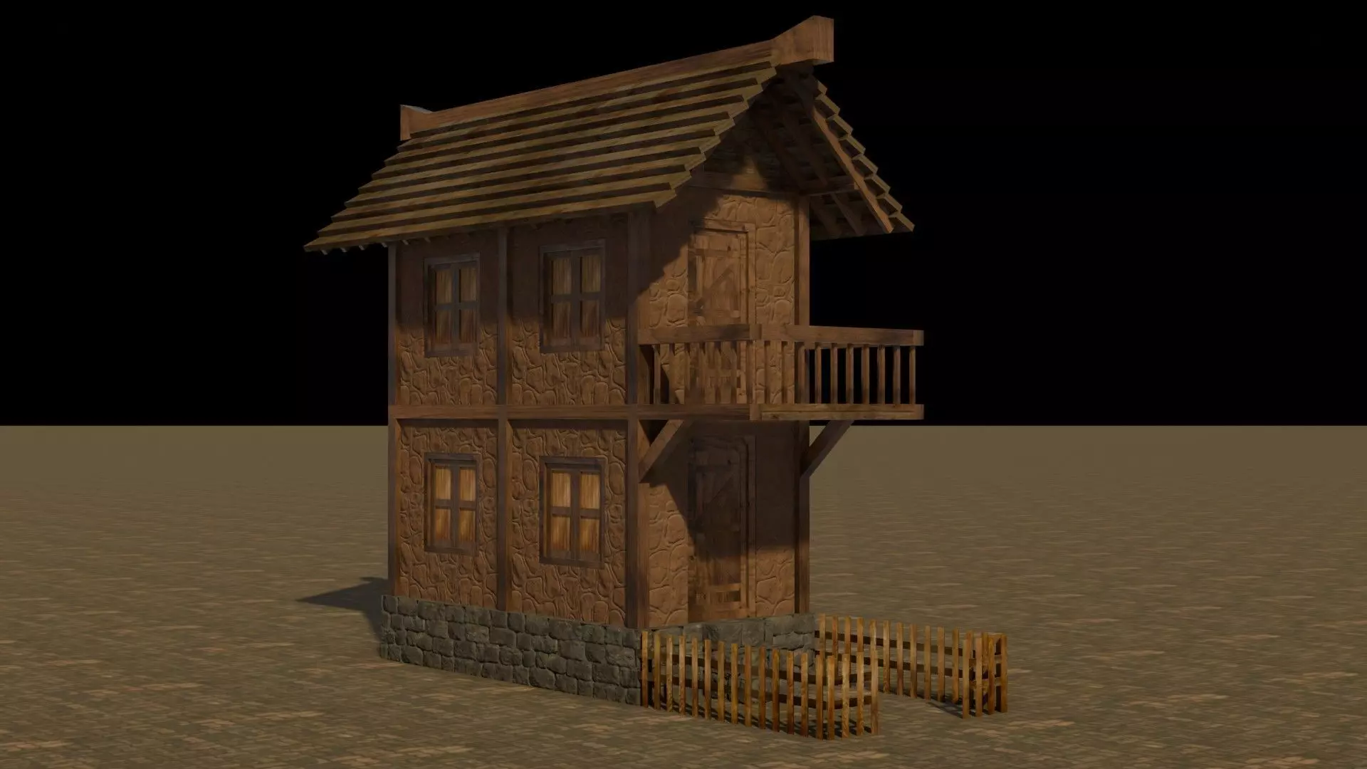 Medieval house 5 Free low-poly 3D model_0