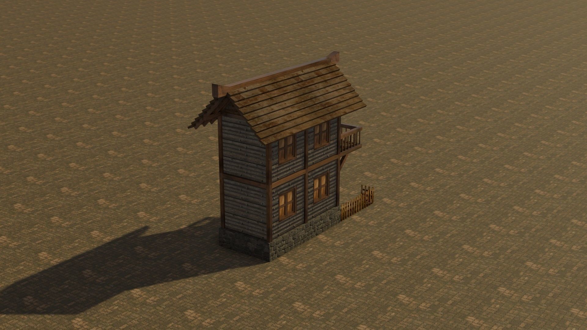 Medieval house 4 Free low-poly 3D model_7