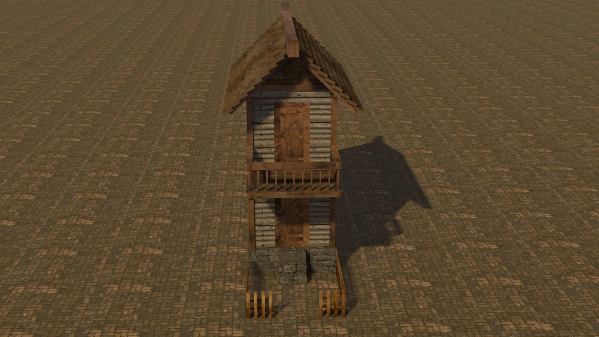 Medieval house 4 Free low-poly 3D model_1