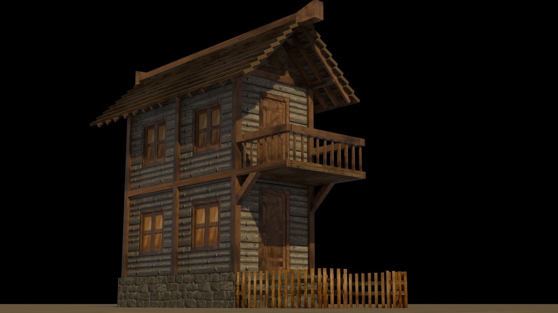 Medieval house 4 Free low-poly 3D model_11