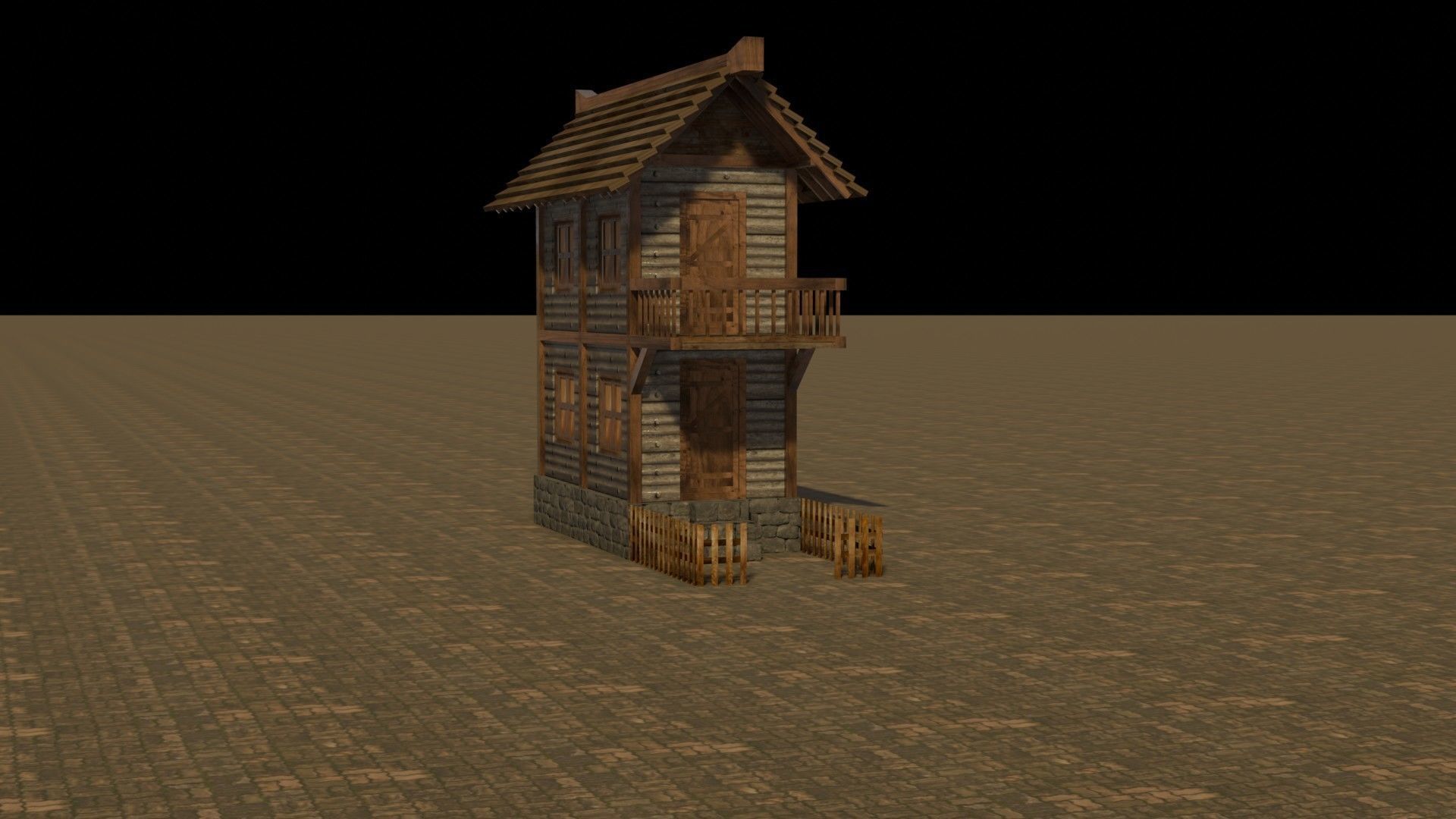 Medieval house 4 Free low-poly 3D model_16