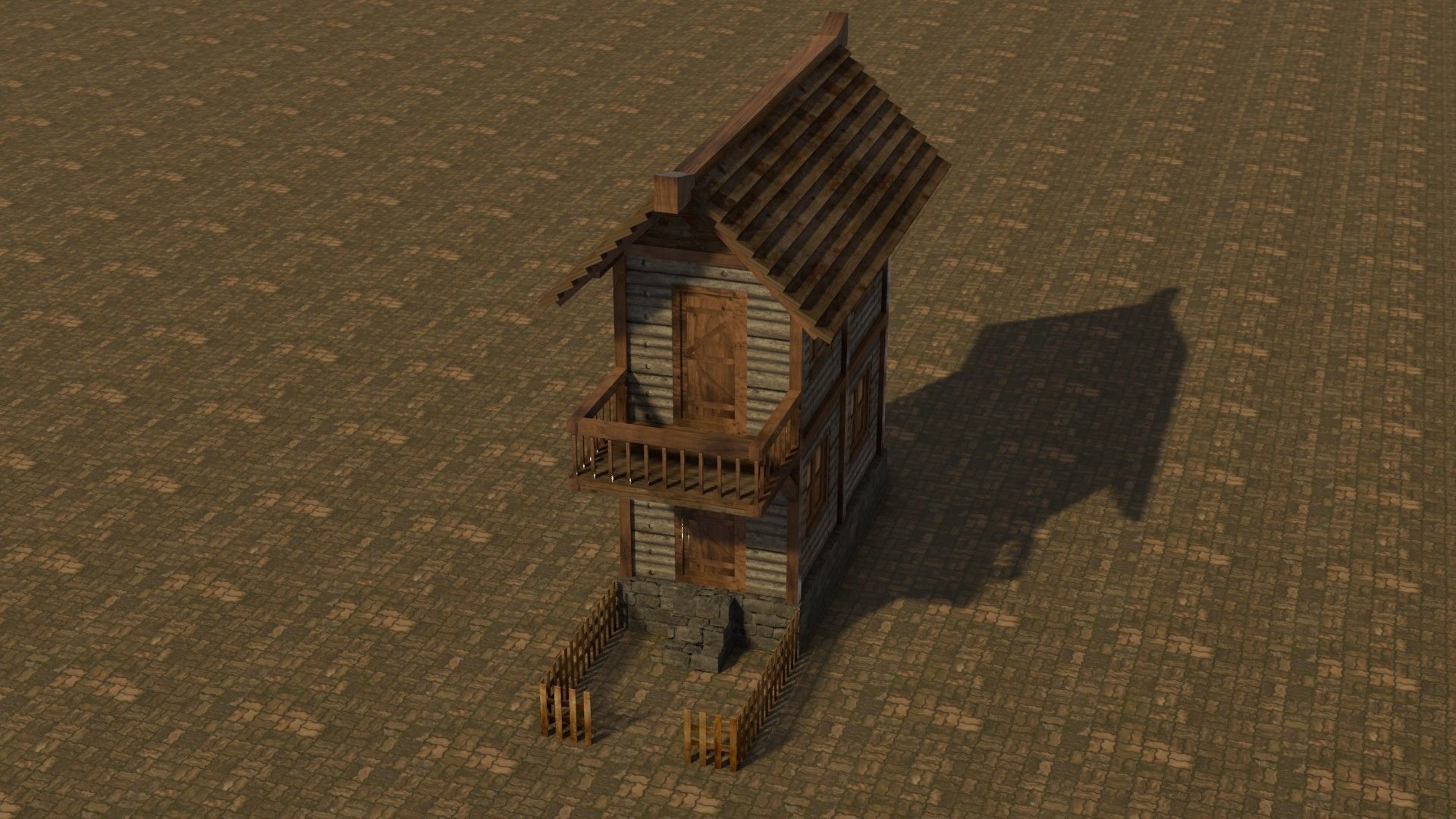 Medieval house 4 Free low-poly 3D model_3