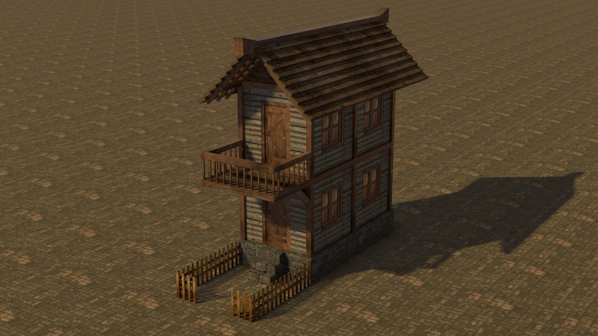 Medieval house 4 Free low-poly 3D model_2
