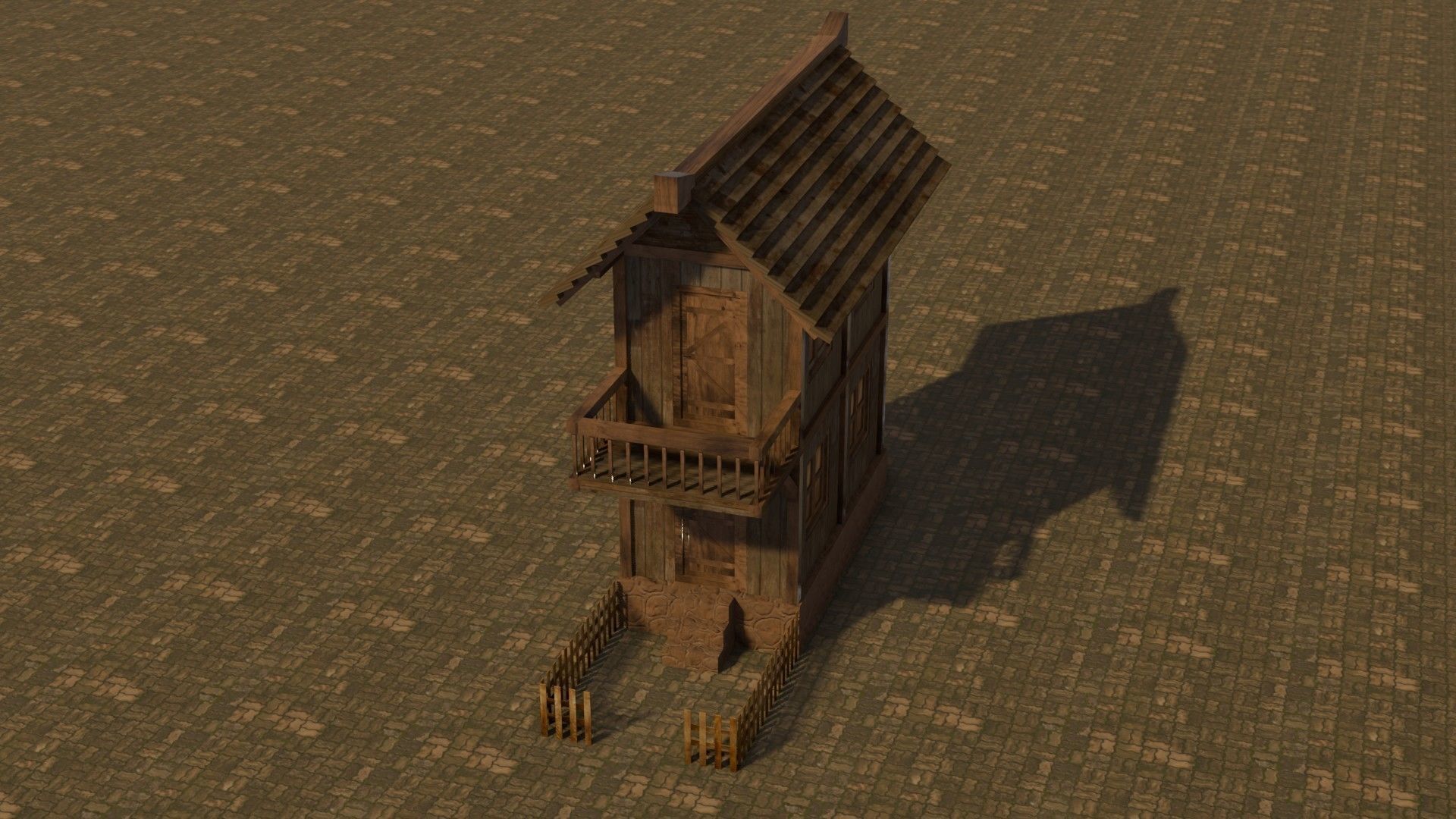 Medieval house 17 Free low-poly 3D model_3
