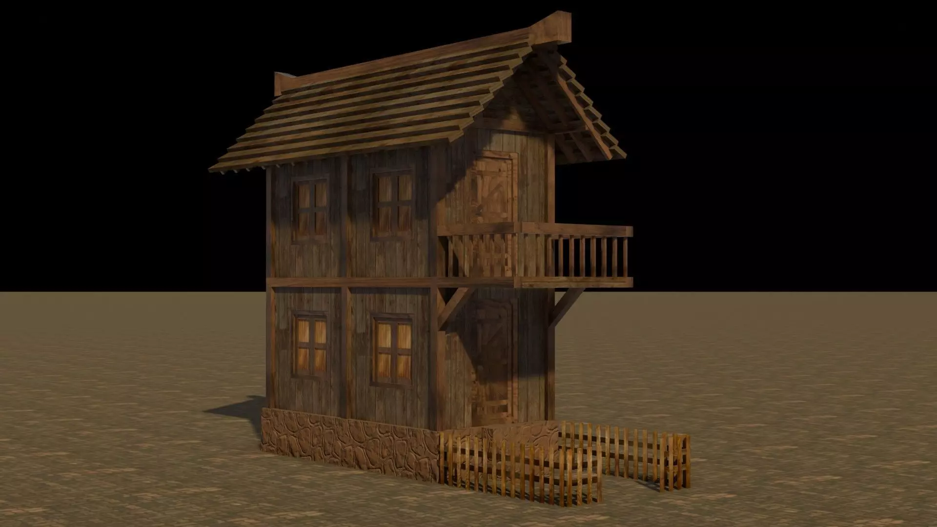 Medieval house 17 Free low-poly 3D model_0