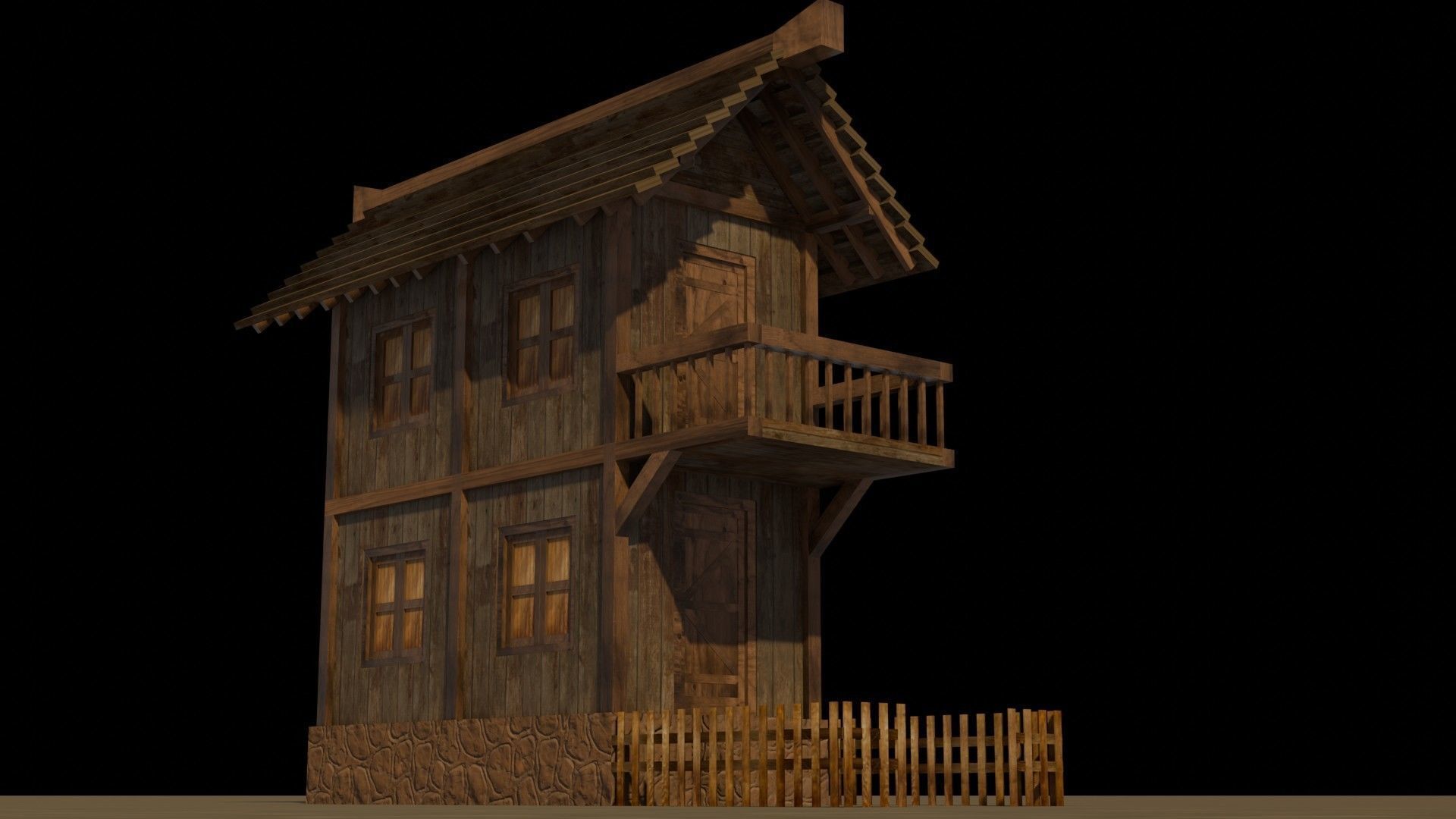 Medieval house 17 Free low-poly 3D model_11