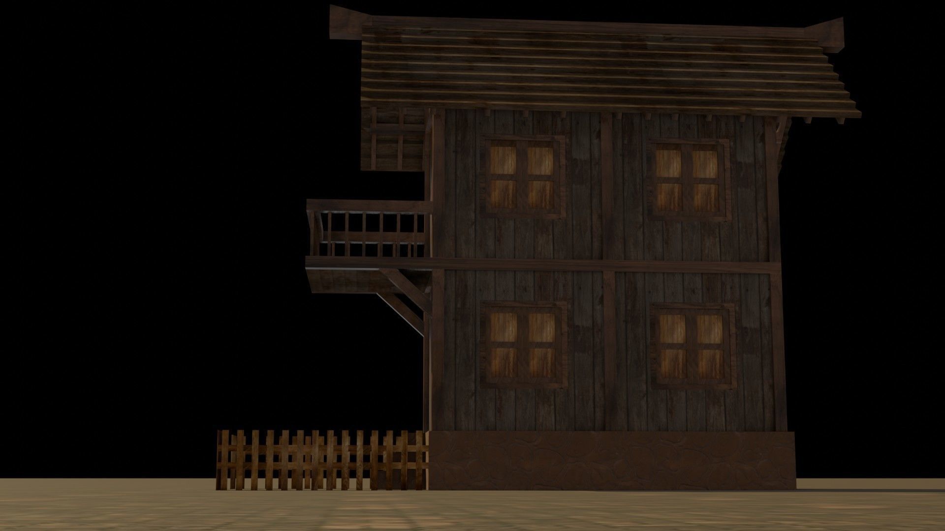 Medieval house 17 Free low-poly 3D model_12