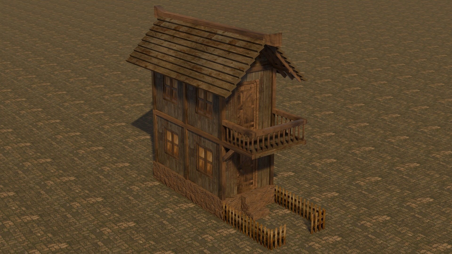 Medieval house 17 Free low-poly 3D model_4