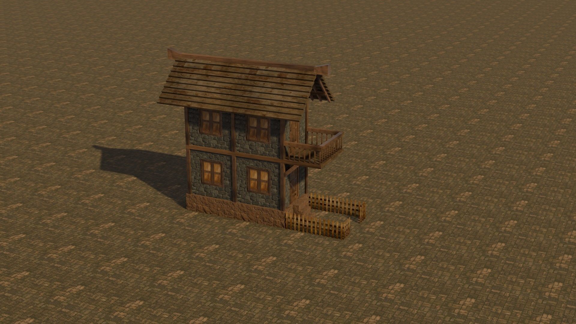 Medieval house 16 Free low-poly 3D model_5