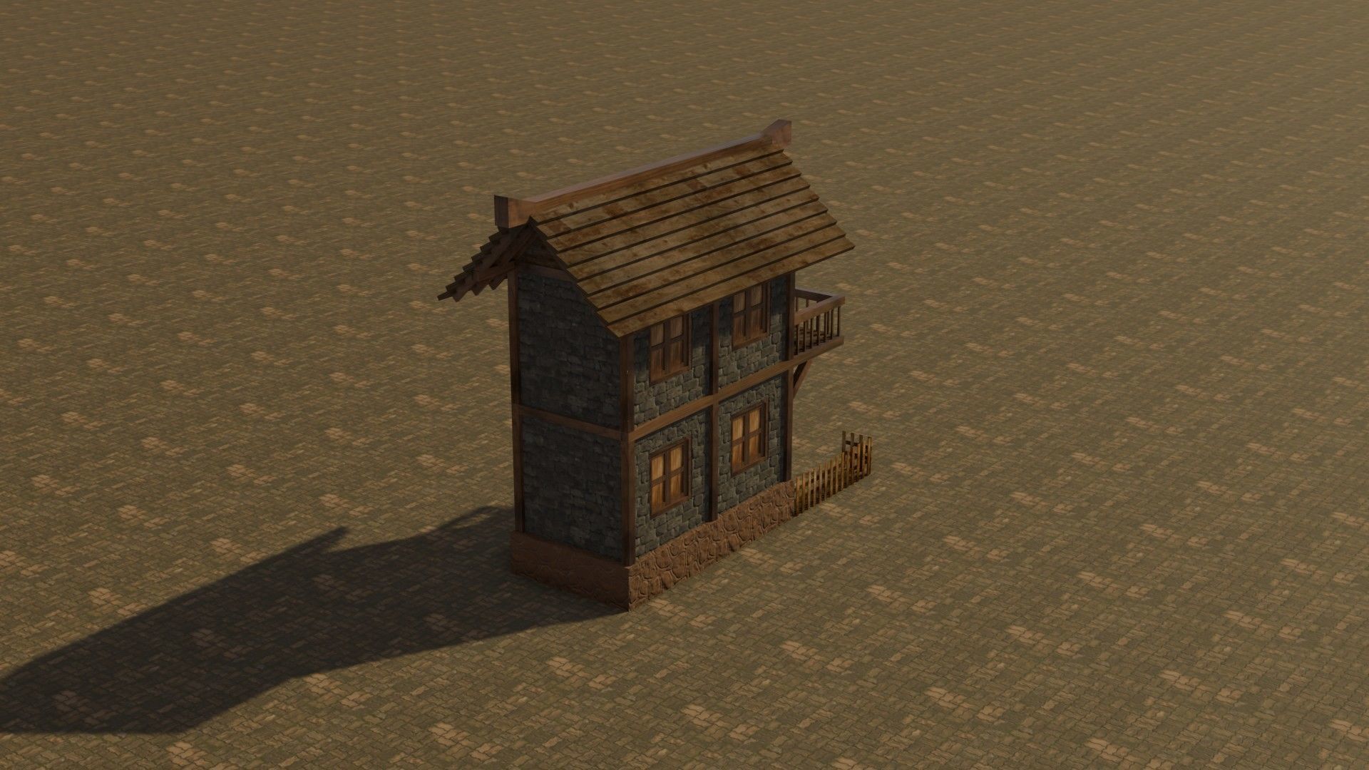 Medieval house 16 Free low-poly 3D model_7