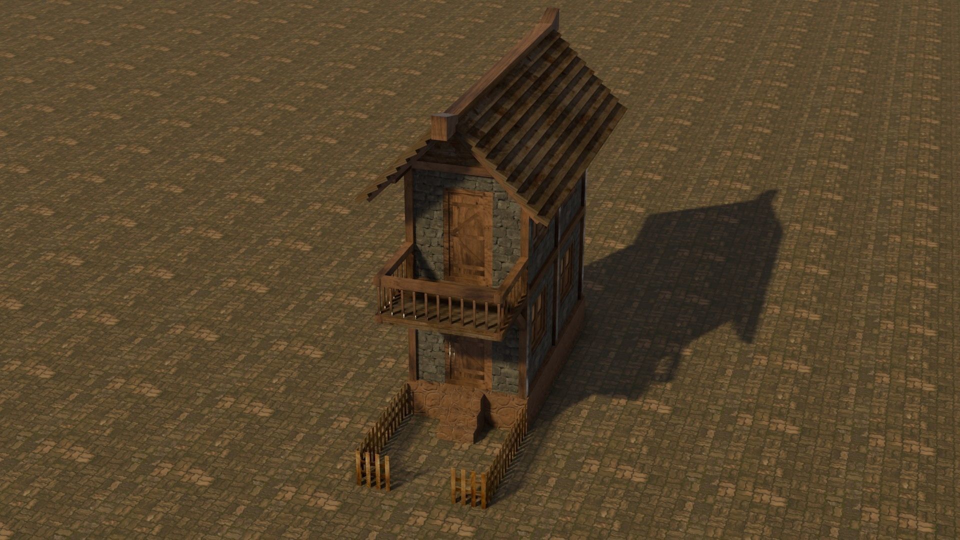 Medieval house 16 Free low-poly 3D model_3