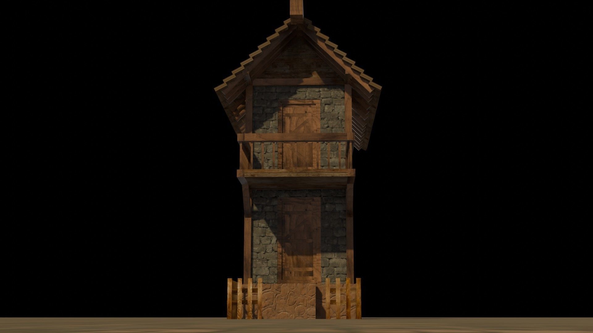Medieval house 16 Free low-poly 3D model_10