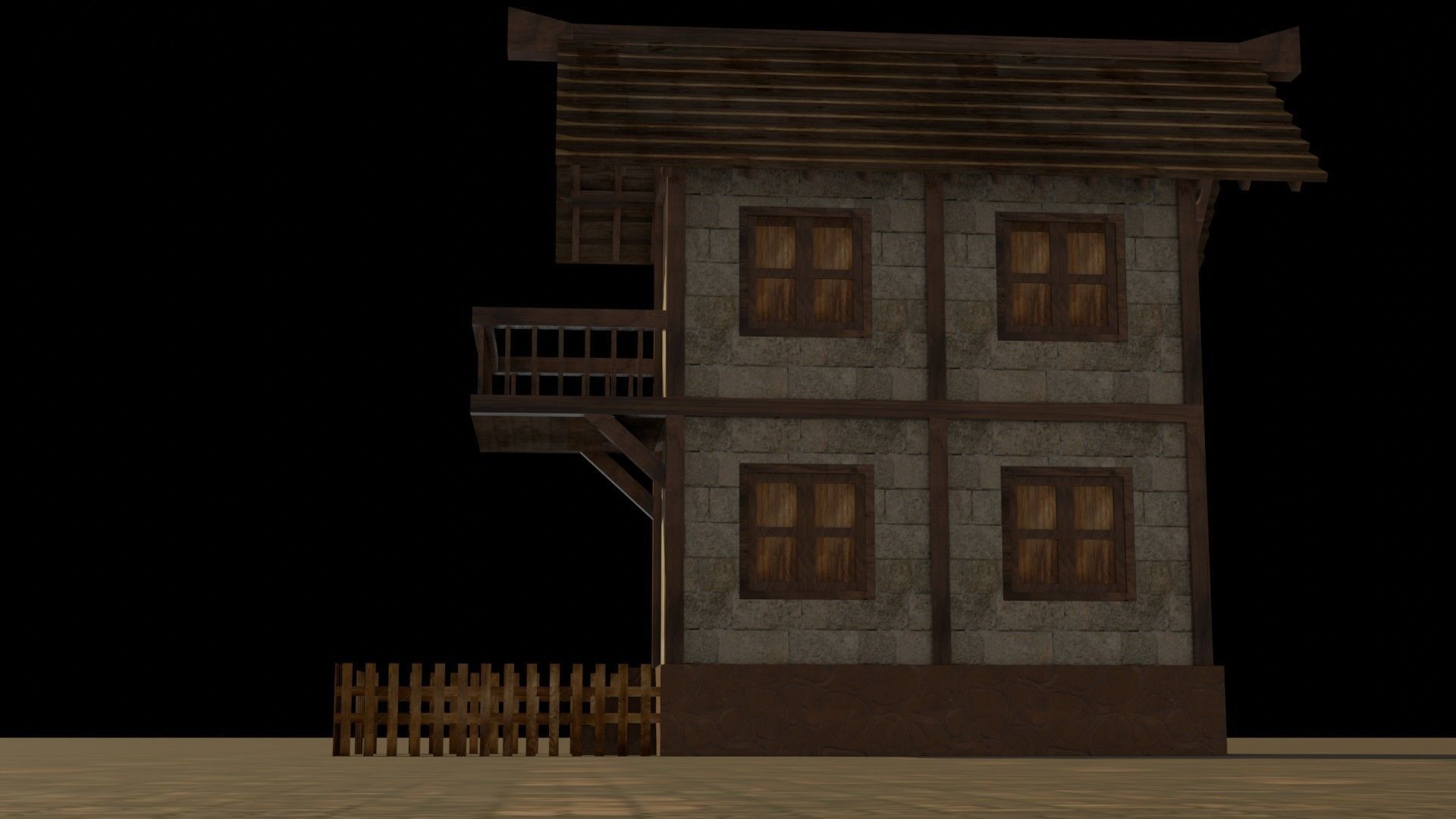 Medieval house 13 Free low-poly 3D model_12