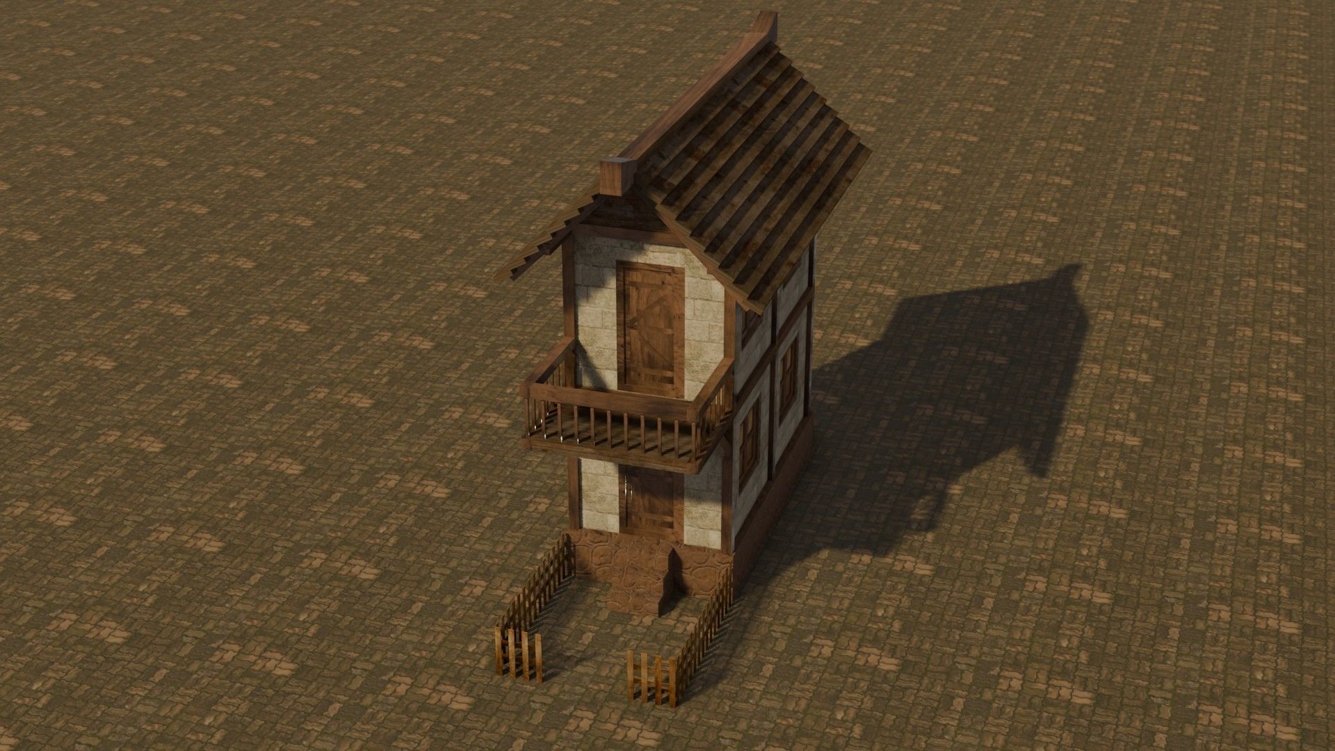Medieval house 13 Free low-poly 3D model_3