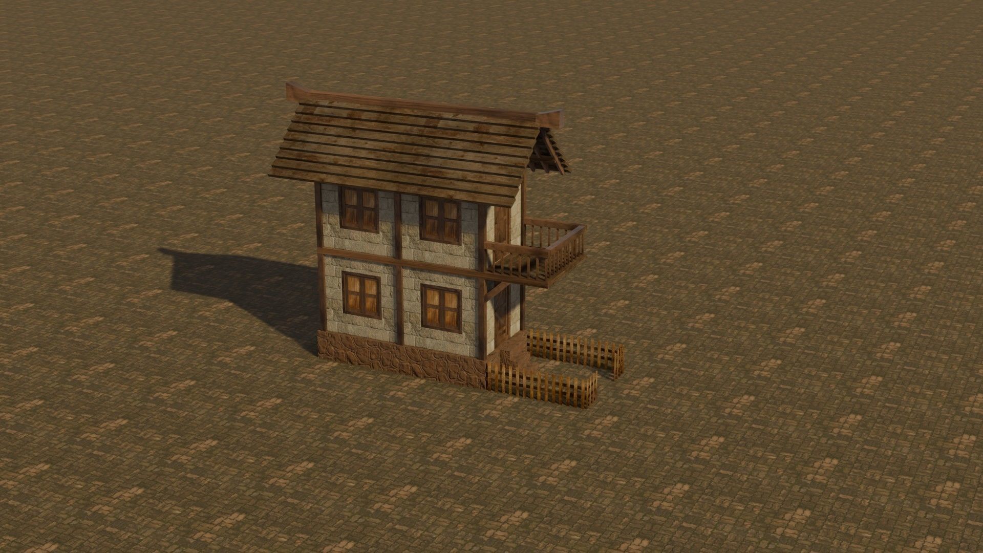 Medieval house 13 Free low-poly 3D model_5