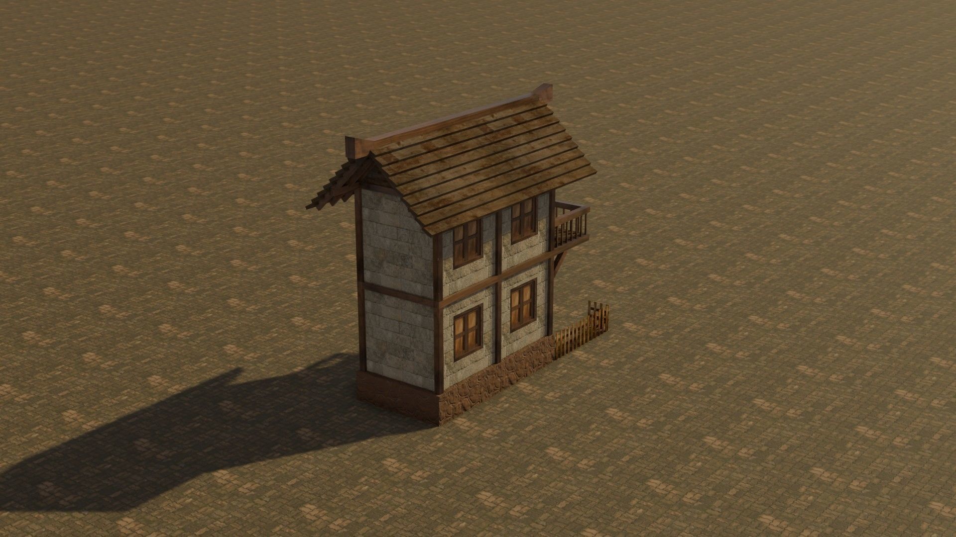 Medieval house 13 Free low-poly 3D model_7