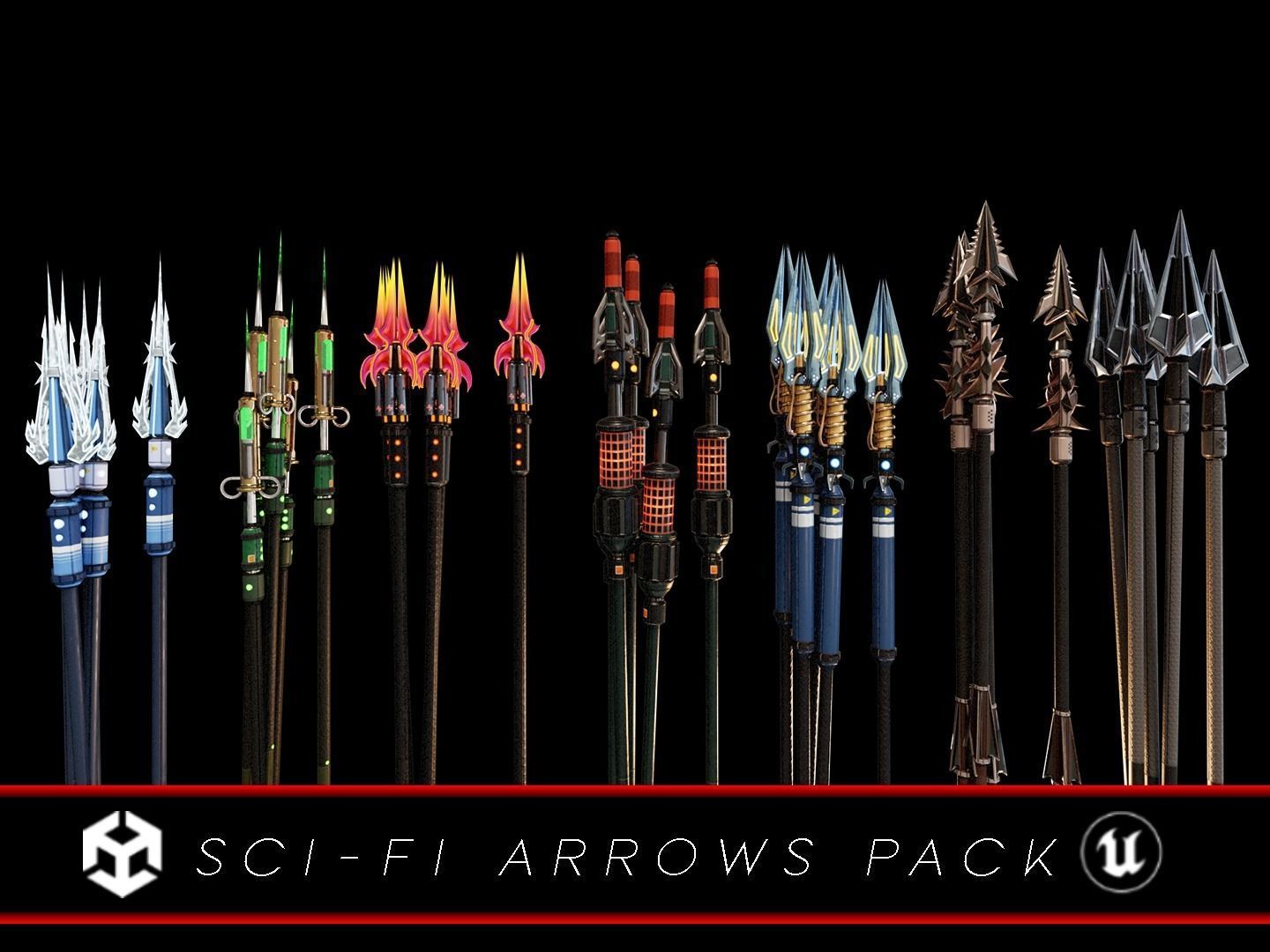 3D Model Collection Sci-Fi Arrows Pack VR / AR / low-poly | CGTrader