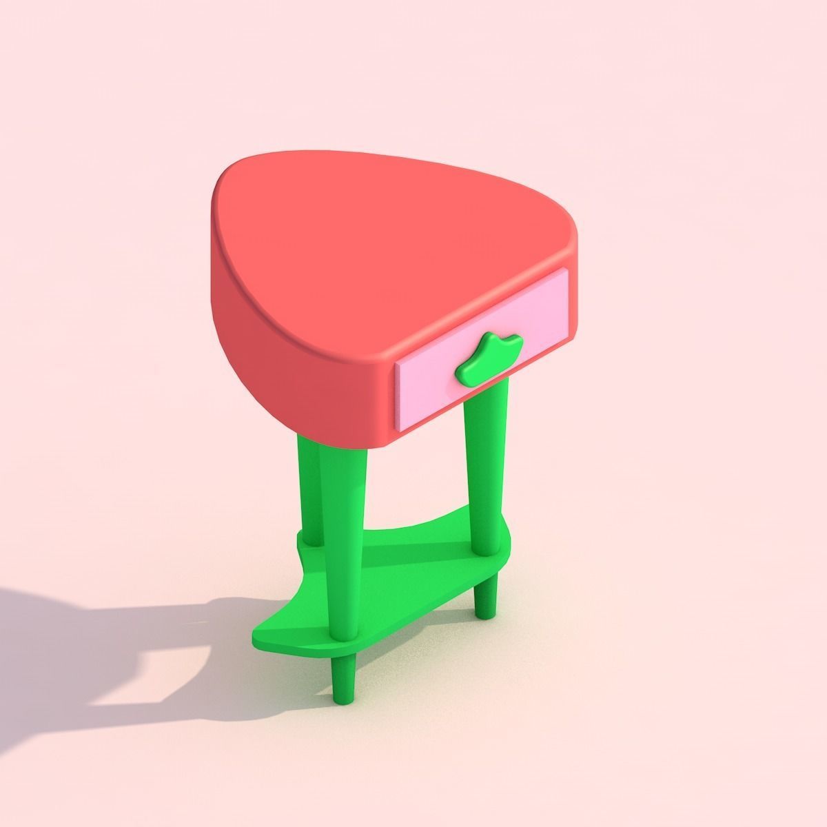 Strawberry Themed Furniture Set - Game Assets 3D model_7