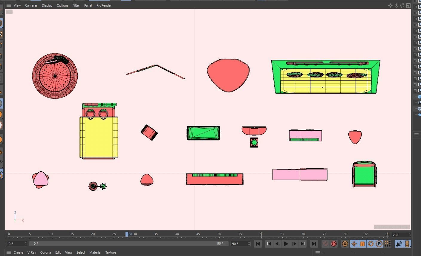 Strawberry Themed Furniture Set - Game Assets 3D model_9