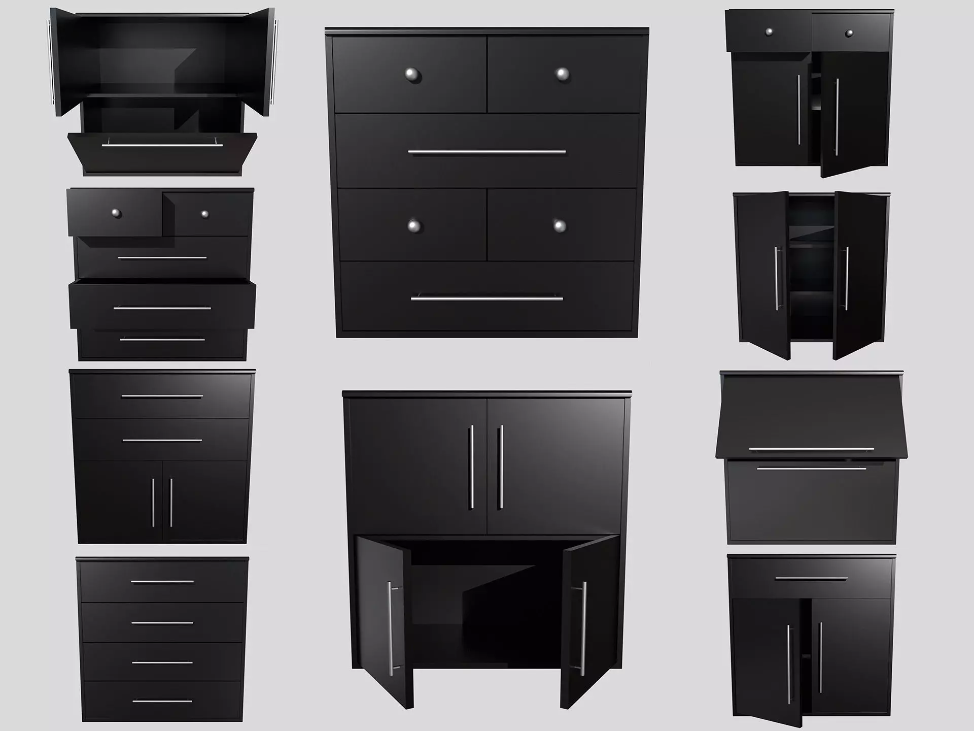 lowpoly wooden drawer pack Low-poly 3D model_0