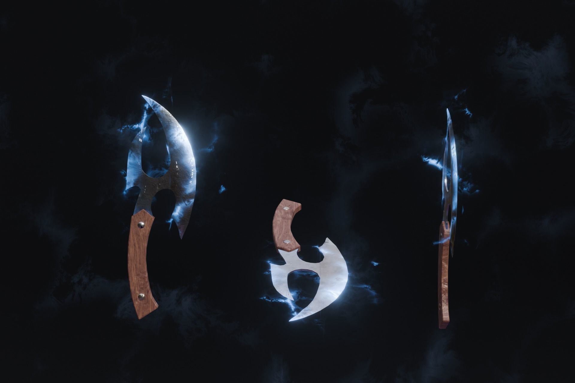 15 Lightning  elemental weapons - medieval - fantasy VOL 01 Low-poly 3D model_7