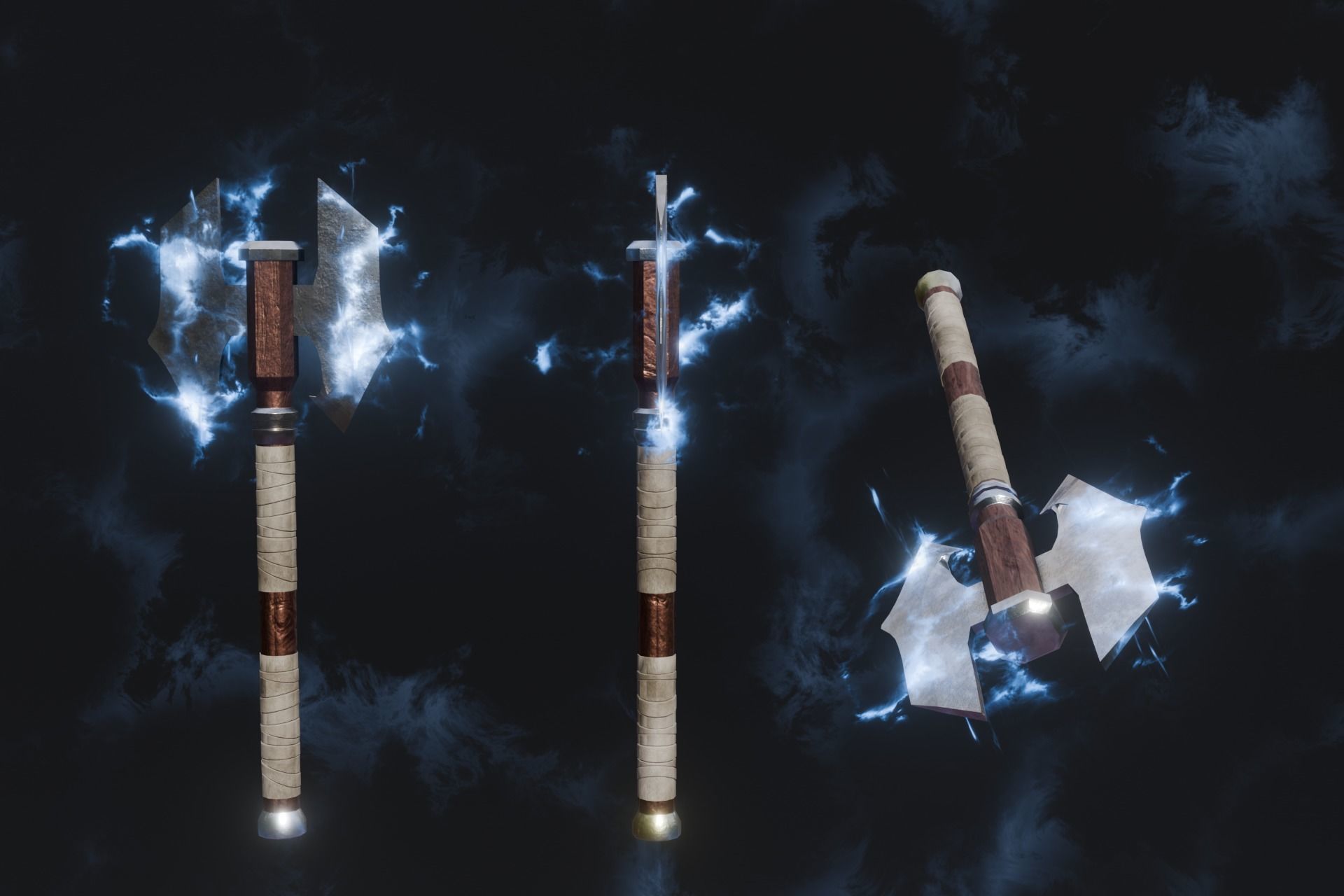 15 Lightning  elemental weapons - medieval - fantasy VOL 01 Low-poly 3D model_8