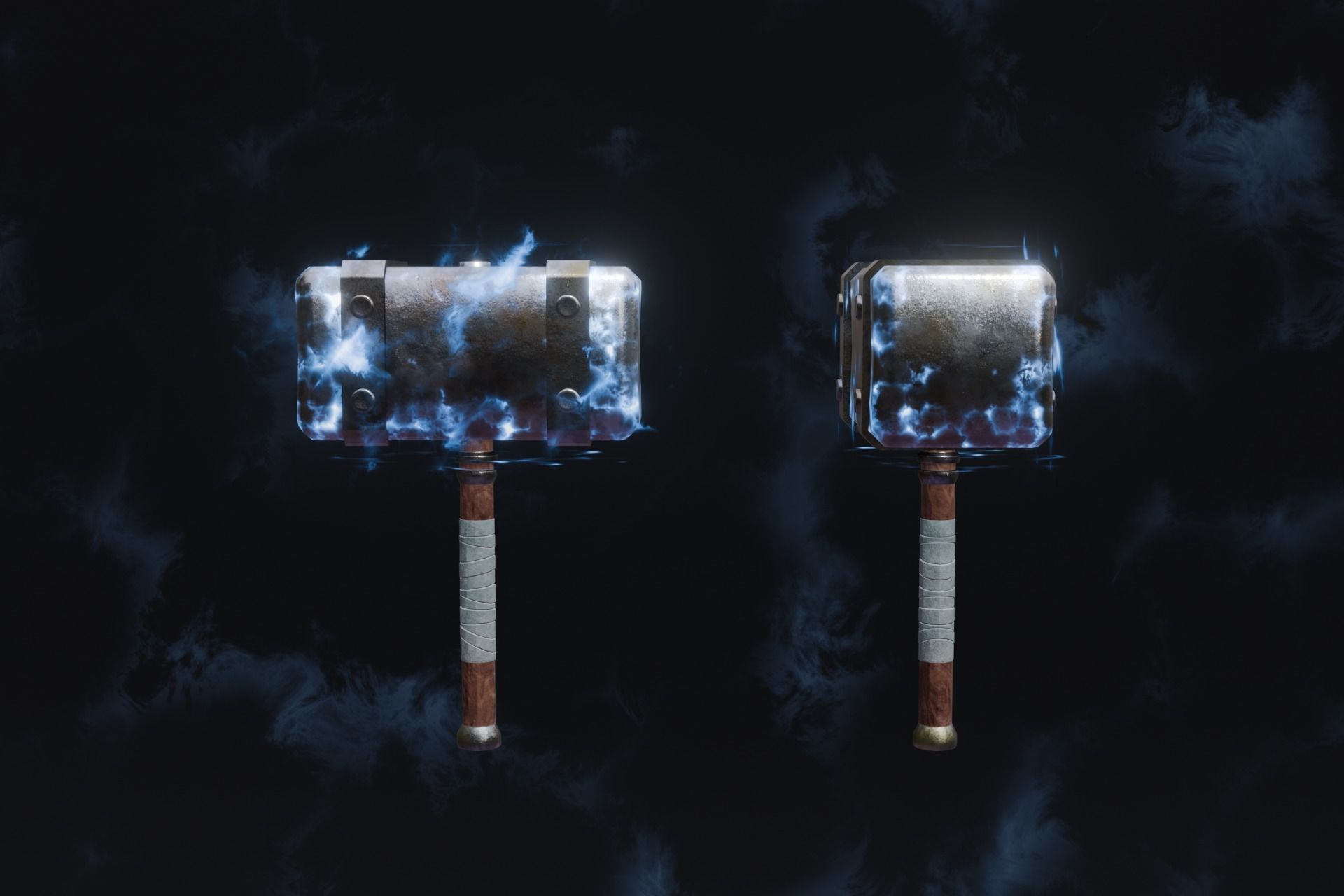 15 Lightning  elemental weapons - medieval - fantasy VOL 01 Low-poly 3D model_6