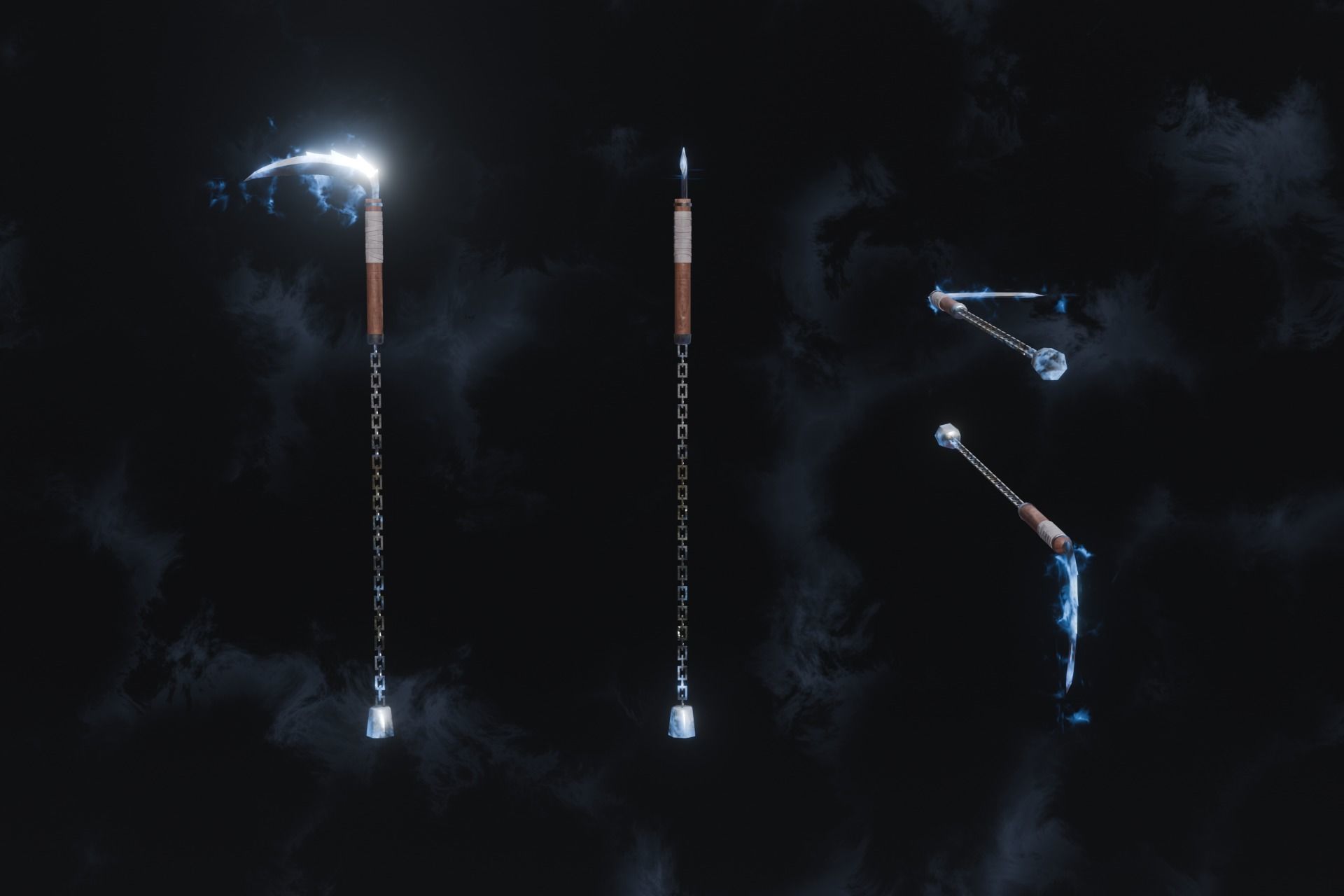 15 Lightning  elemental weapons - medieval - fantasy VOL 01 Low-poly 3D model_10