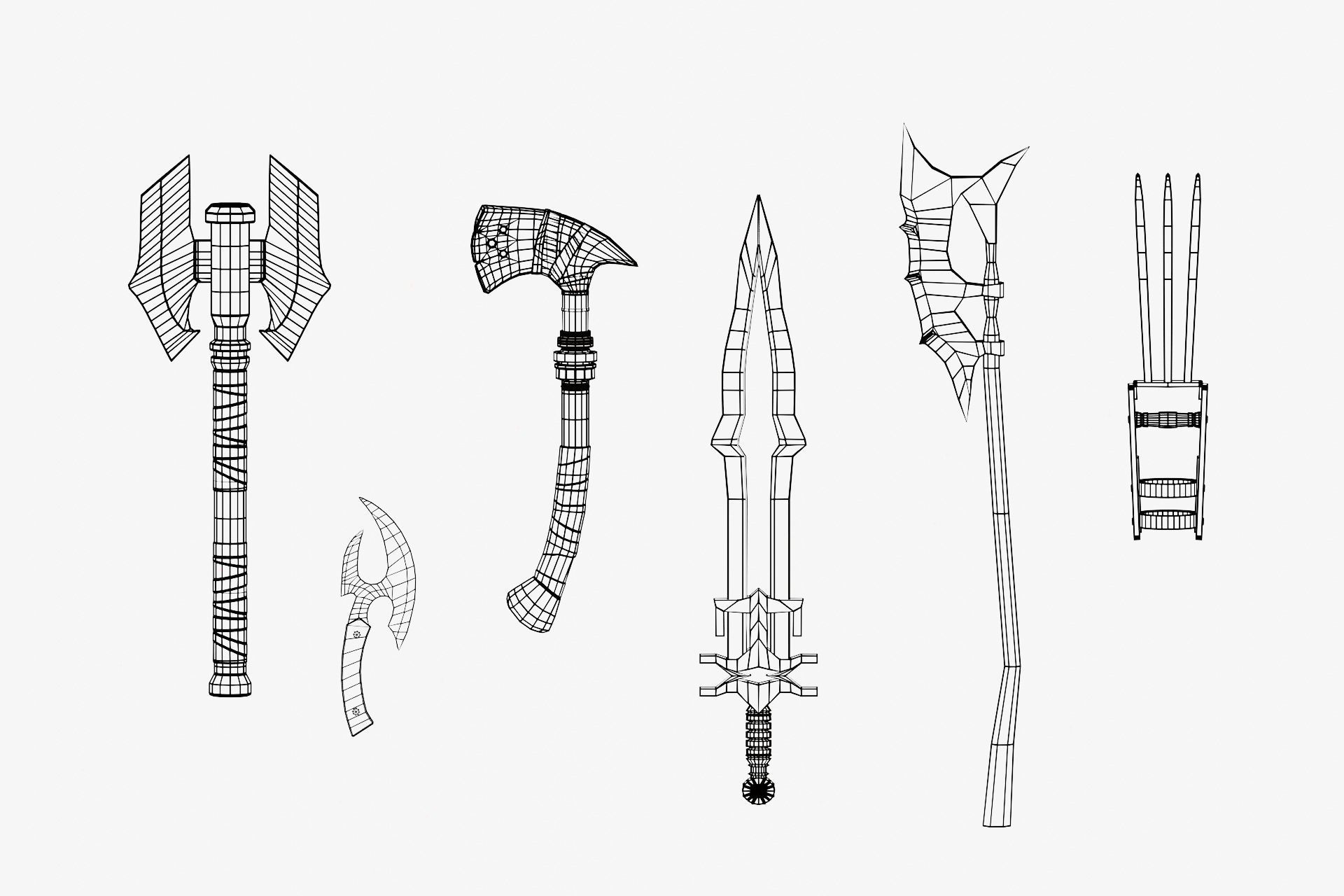 15 Lightning  elemental weapons - medieval - fantasy VOL 01 Low-poly 3D model_17