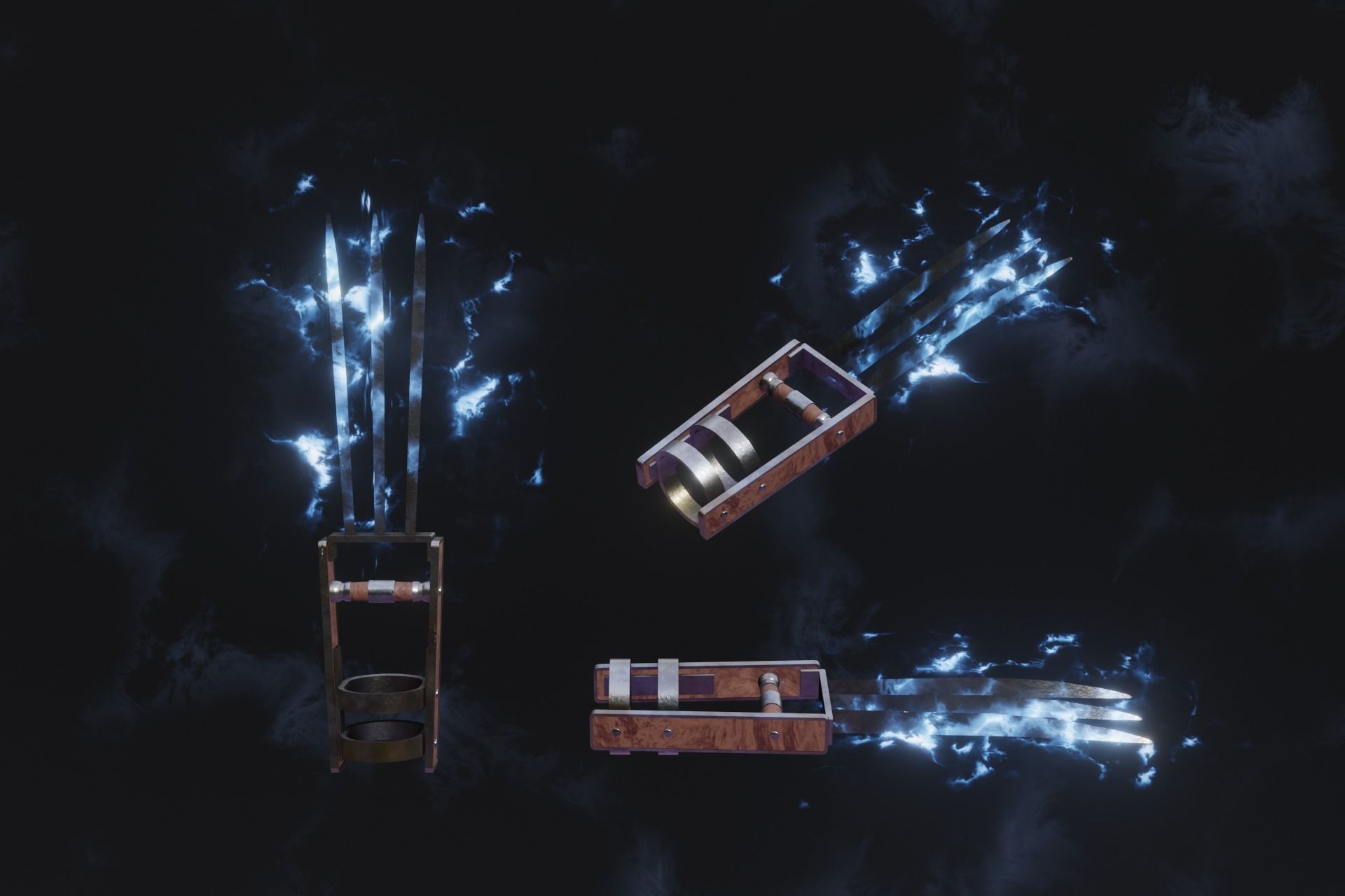 15 Lightning  elemental weapons - medieval - fantasy VOL 01 Low-poly 3D model_2