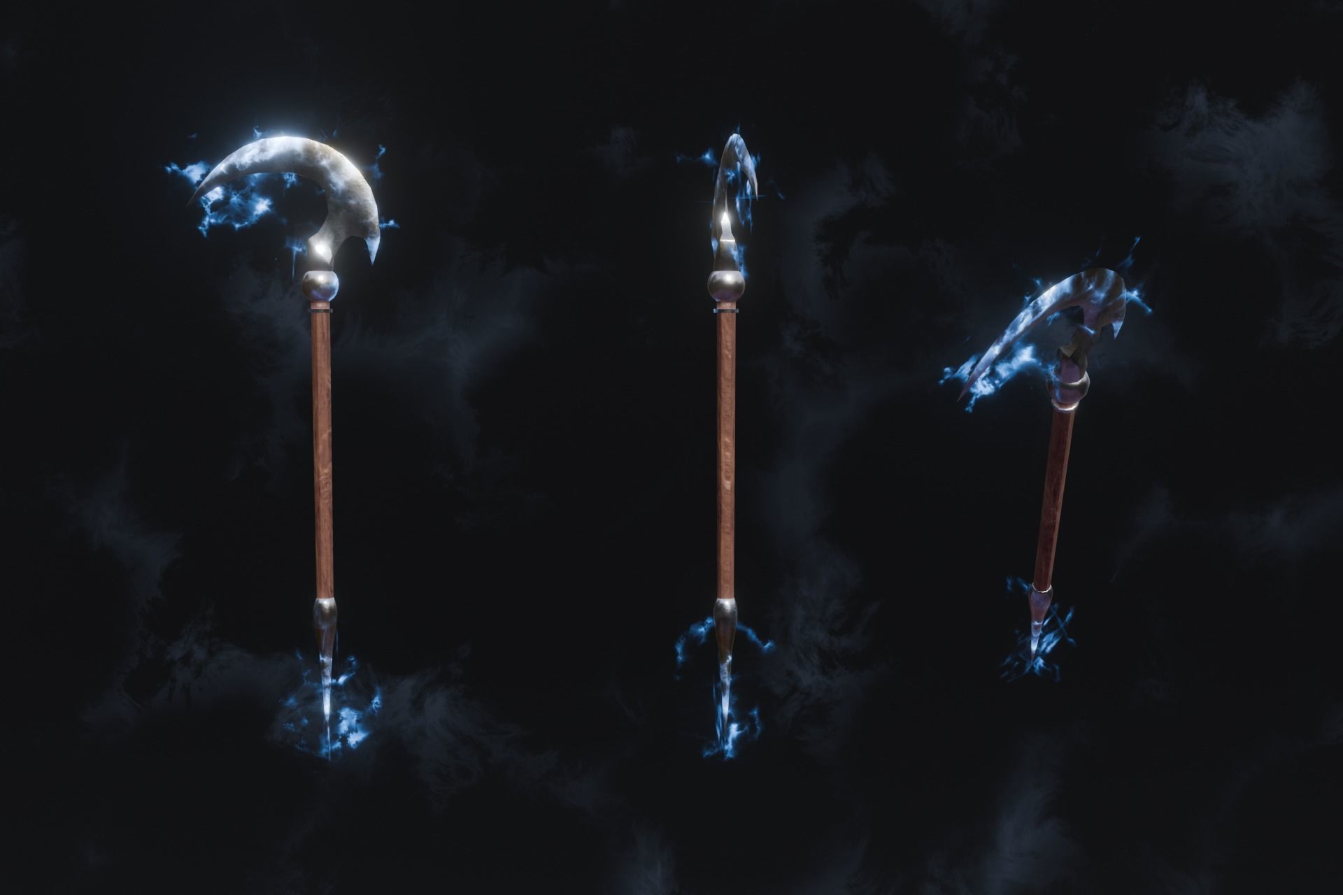 15 Lightning  elemental weapons - medieval - fantasy VOL 01 Low-poly 3D model_14