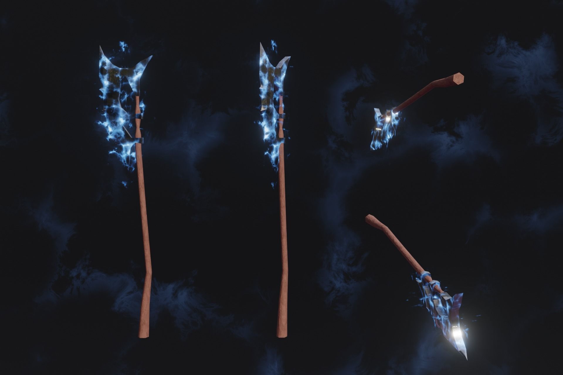 15 Lightning  elemental weapons - medieval - fantasy VOL 01 Low-poly 3D model_5