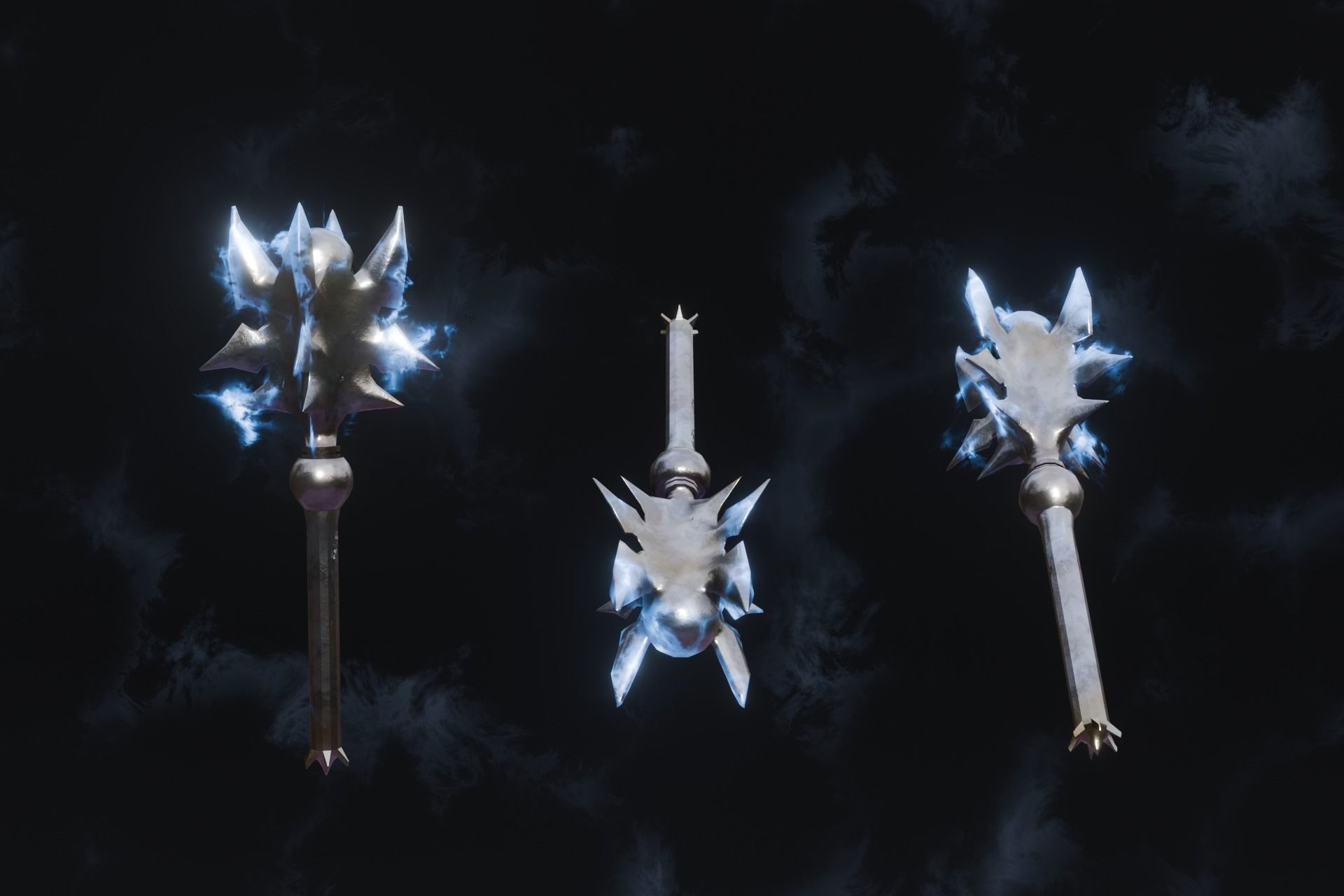 15 Lightning  elemental weapons - medieval - fantasy VOL 01 Low-poly 3D model_11