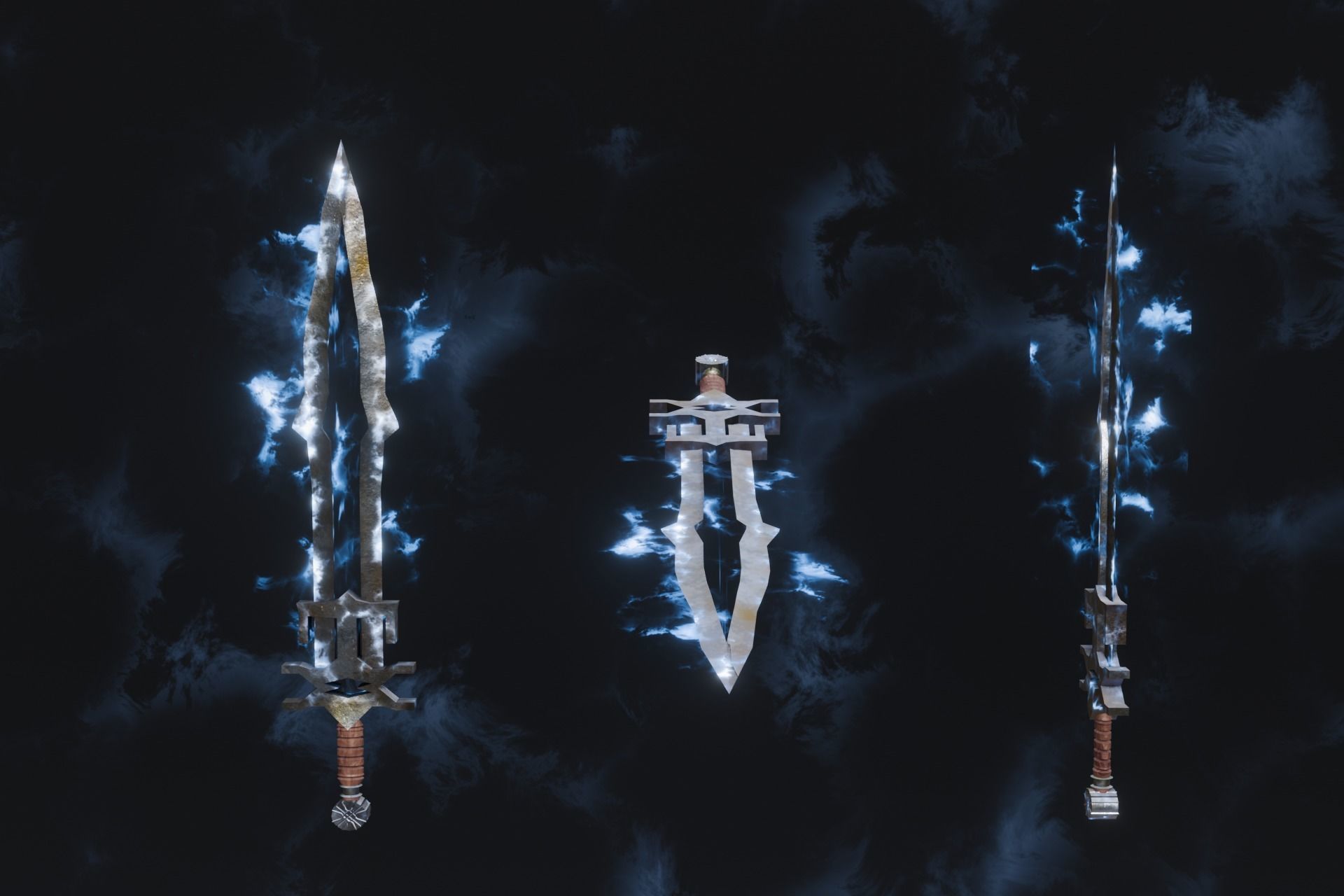 15 Lightning  elemental weapons - medieval - fantasy VOL 01 Low-poly 3D model_15