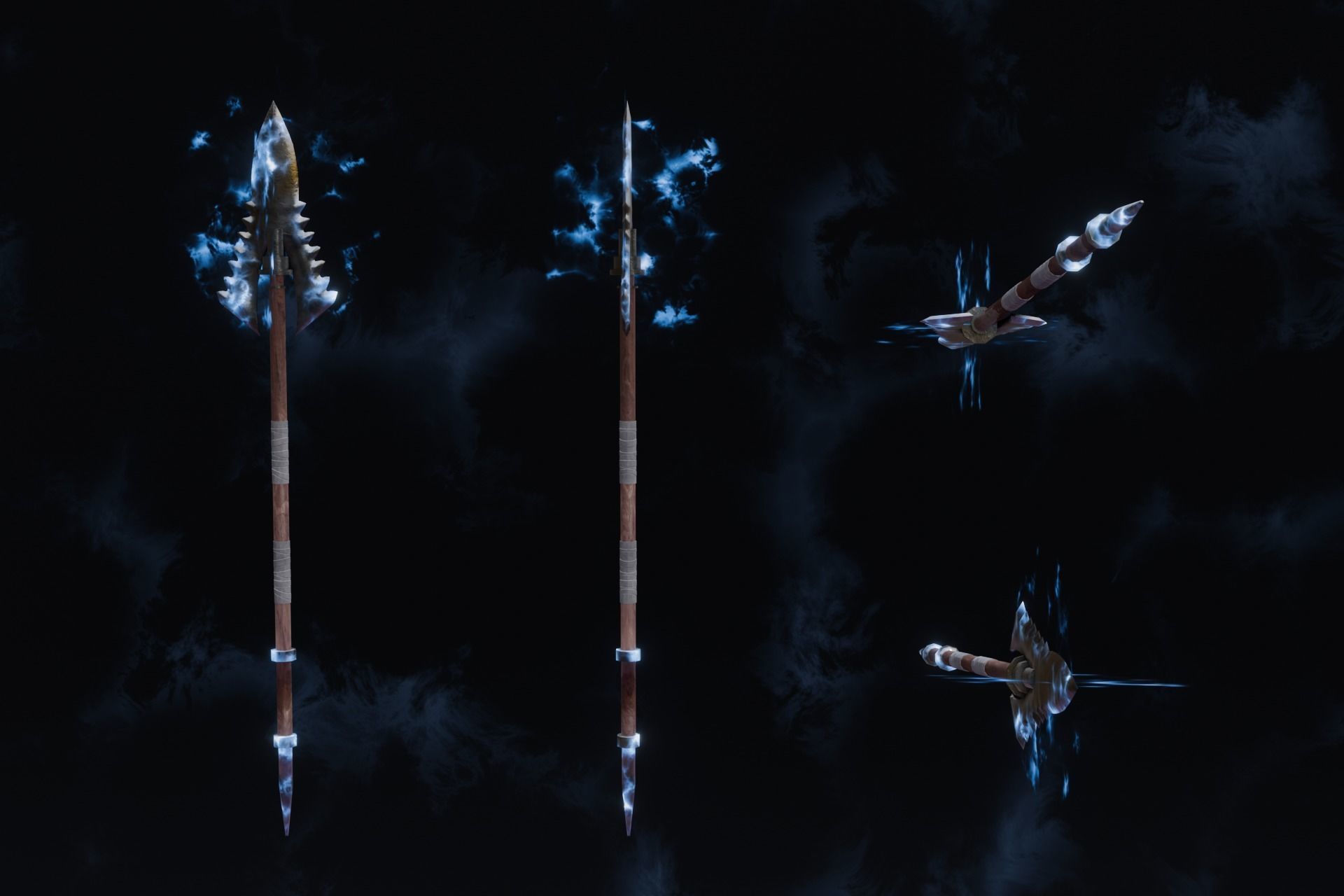 15 Lightning  elemental weapons - medieval - fantasy VOL 01 Low-poly 3D model_3