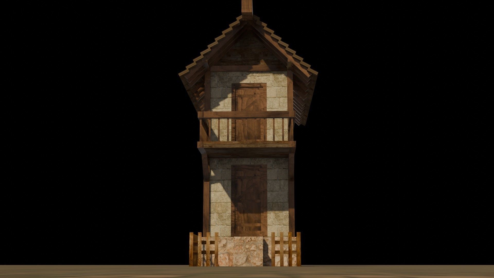 Medieval house 20 Free low-poly 3D model_10