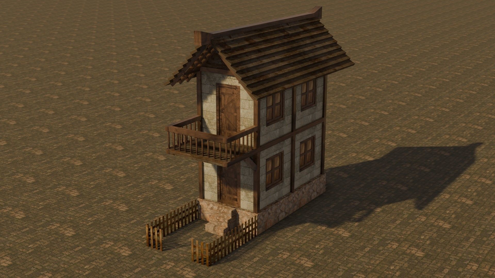 Medieval house 20 Free low-poly 3D model_2