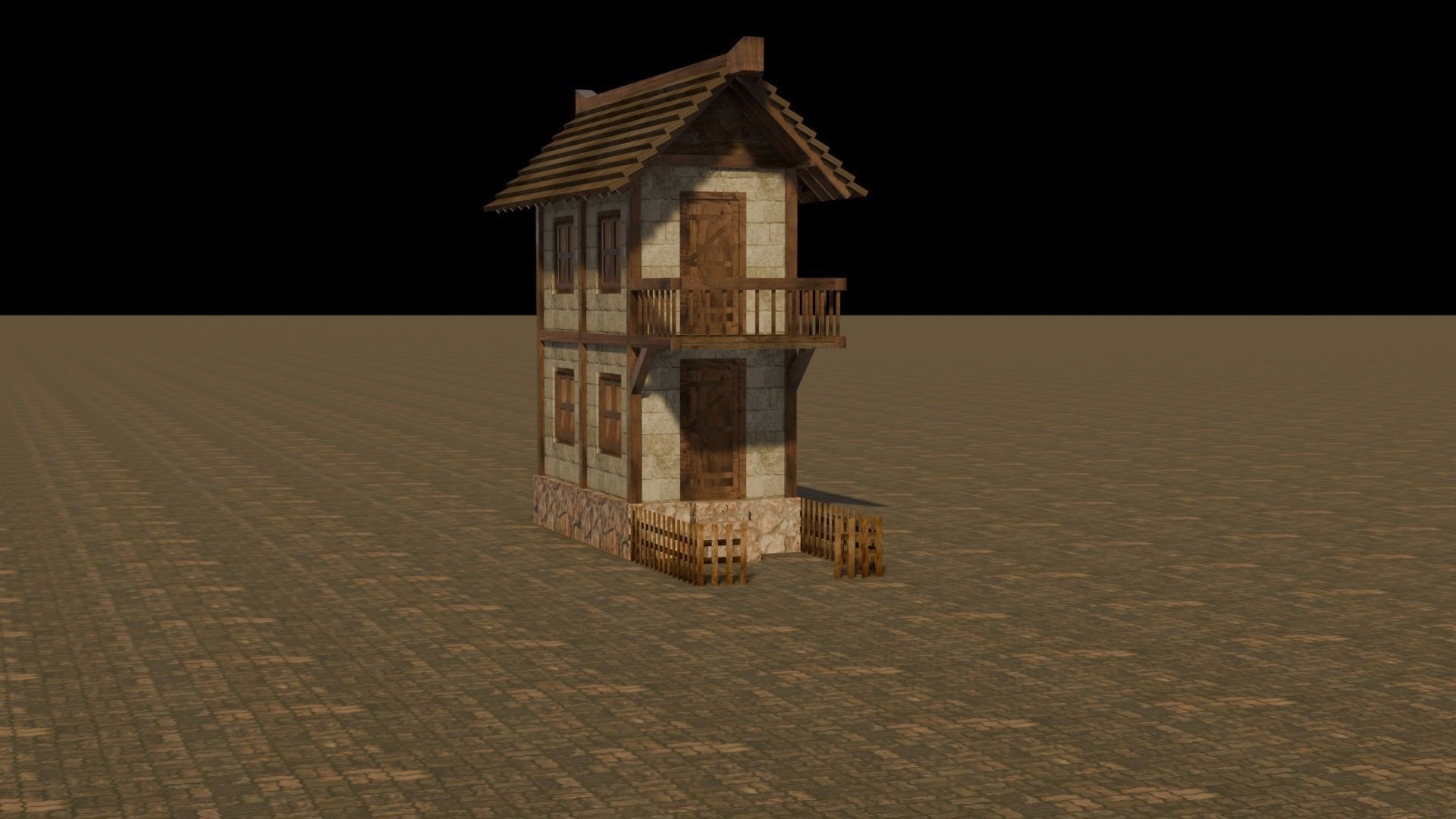 Medieval house 20 Free low-poly 3D model_16