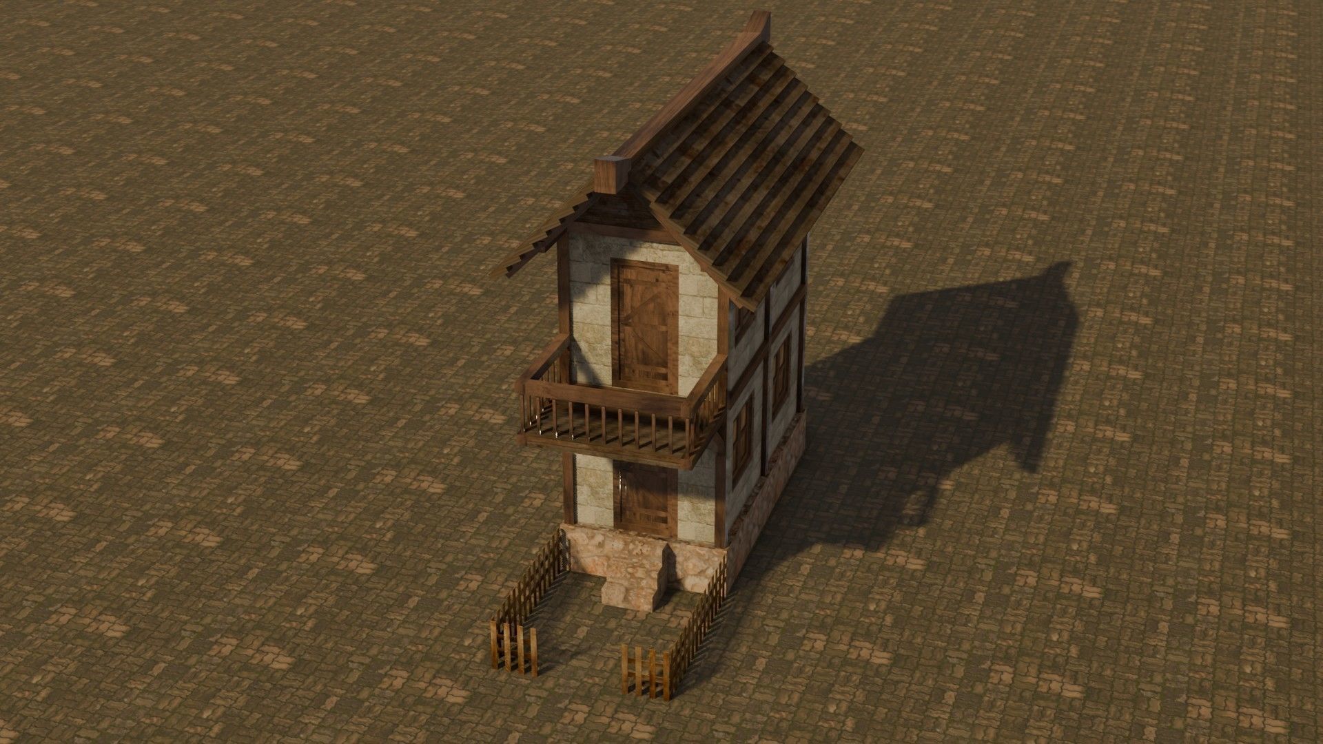 Medieval house 20 Free low-poly 3D model_3