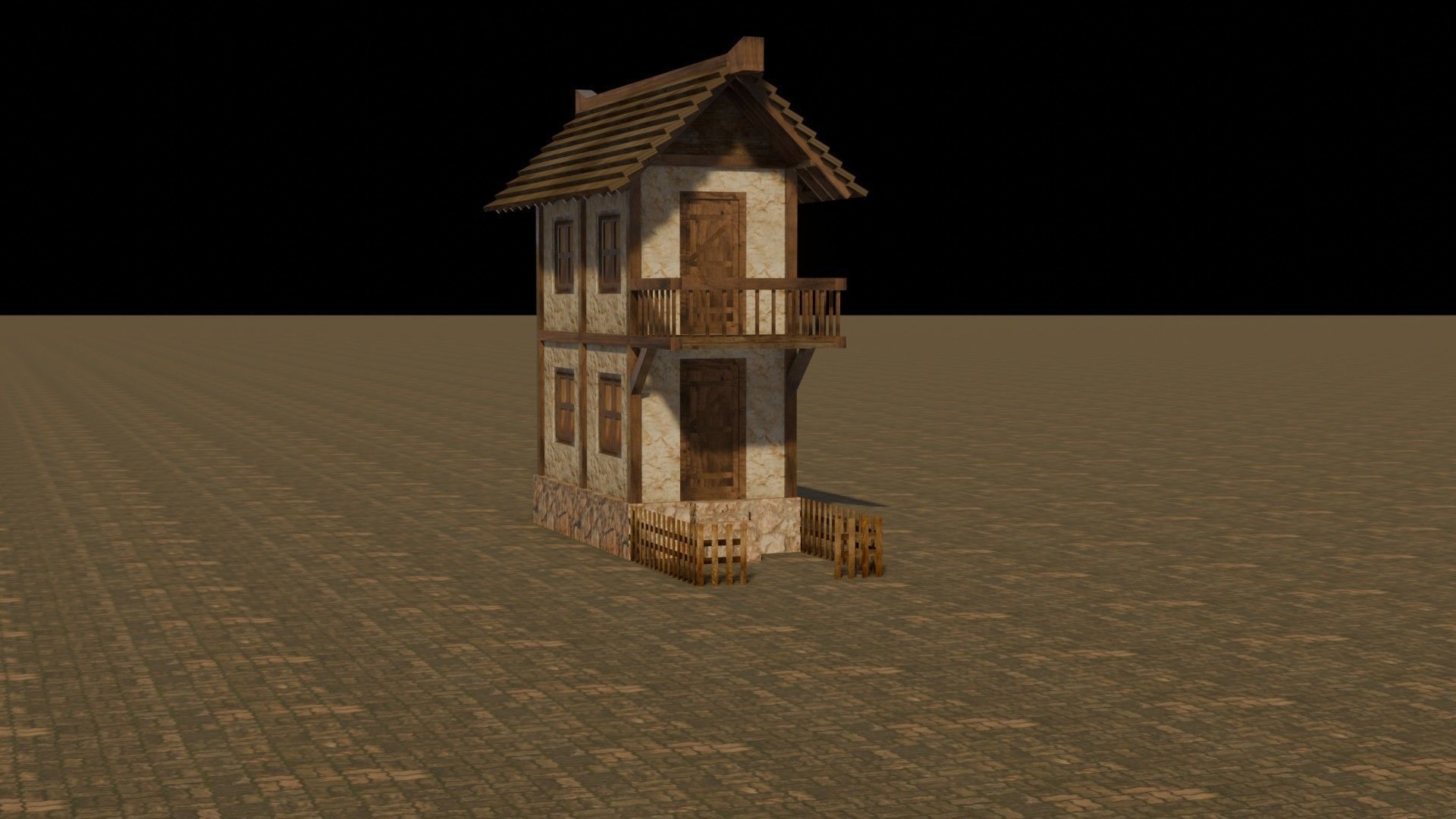 Medieval house 19 Free low-poly 3D model_16
