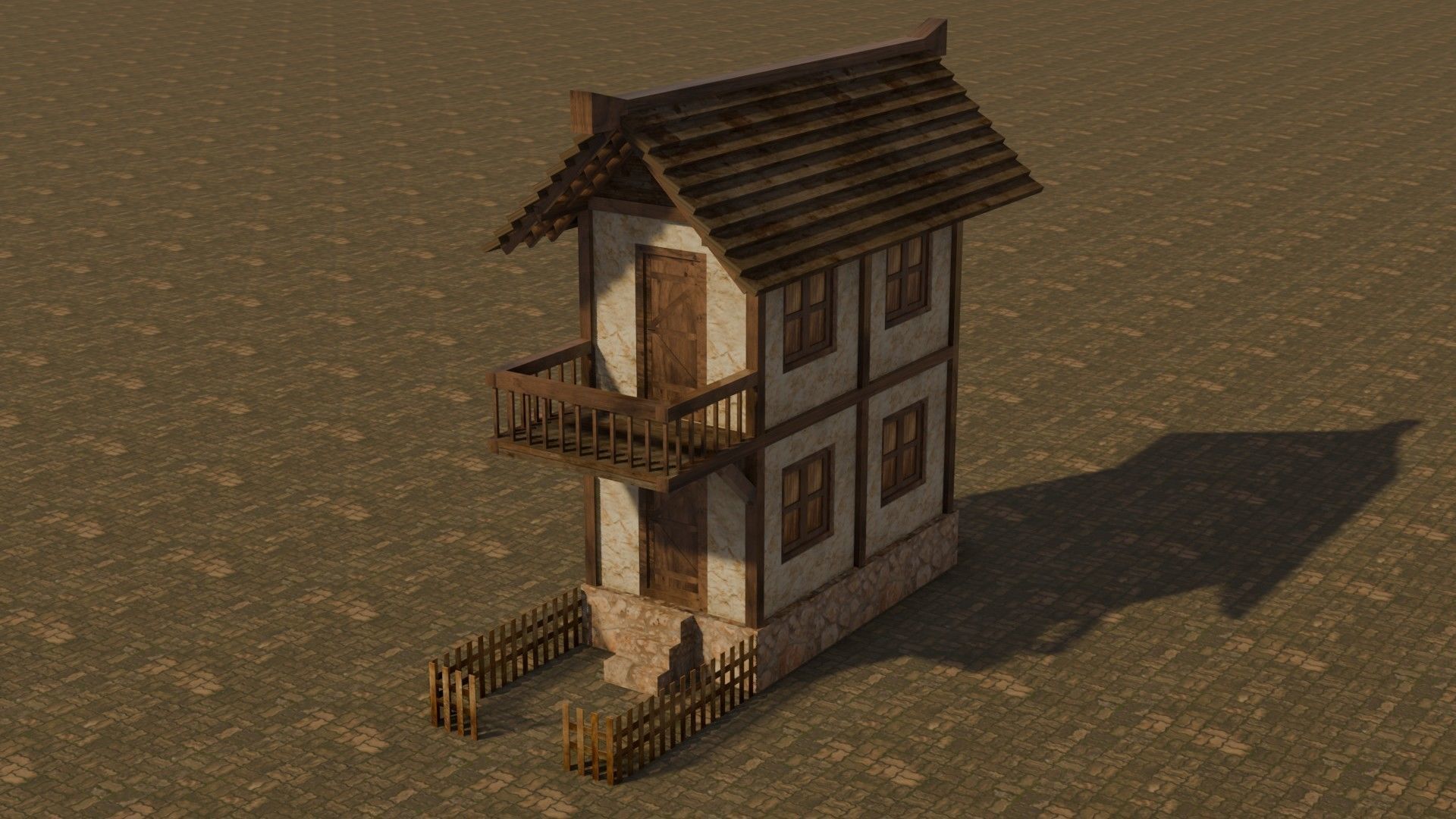 Medieval house 19 Free low-poly 3D model_2