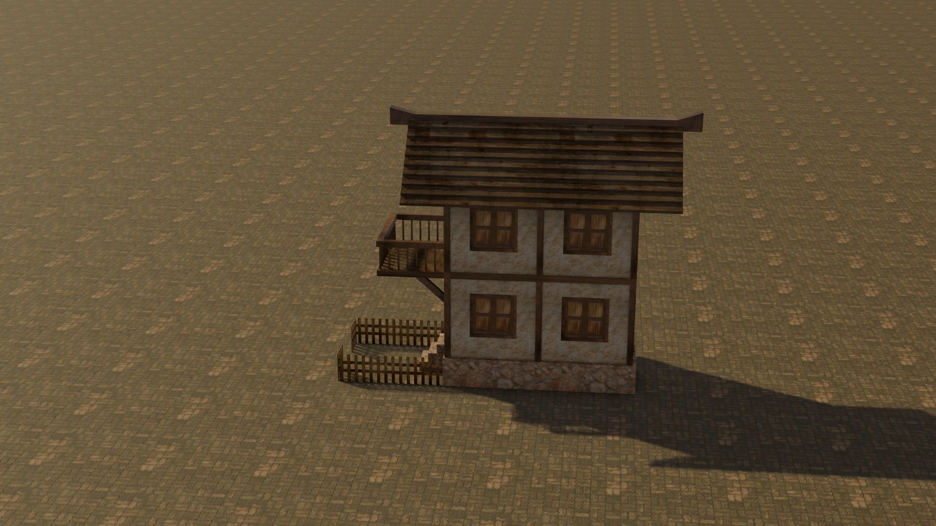 Medieval house 19 Free low-poly 3D model_9