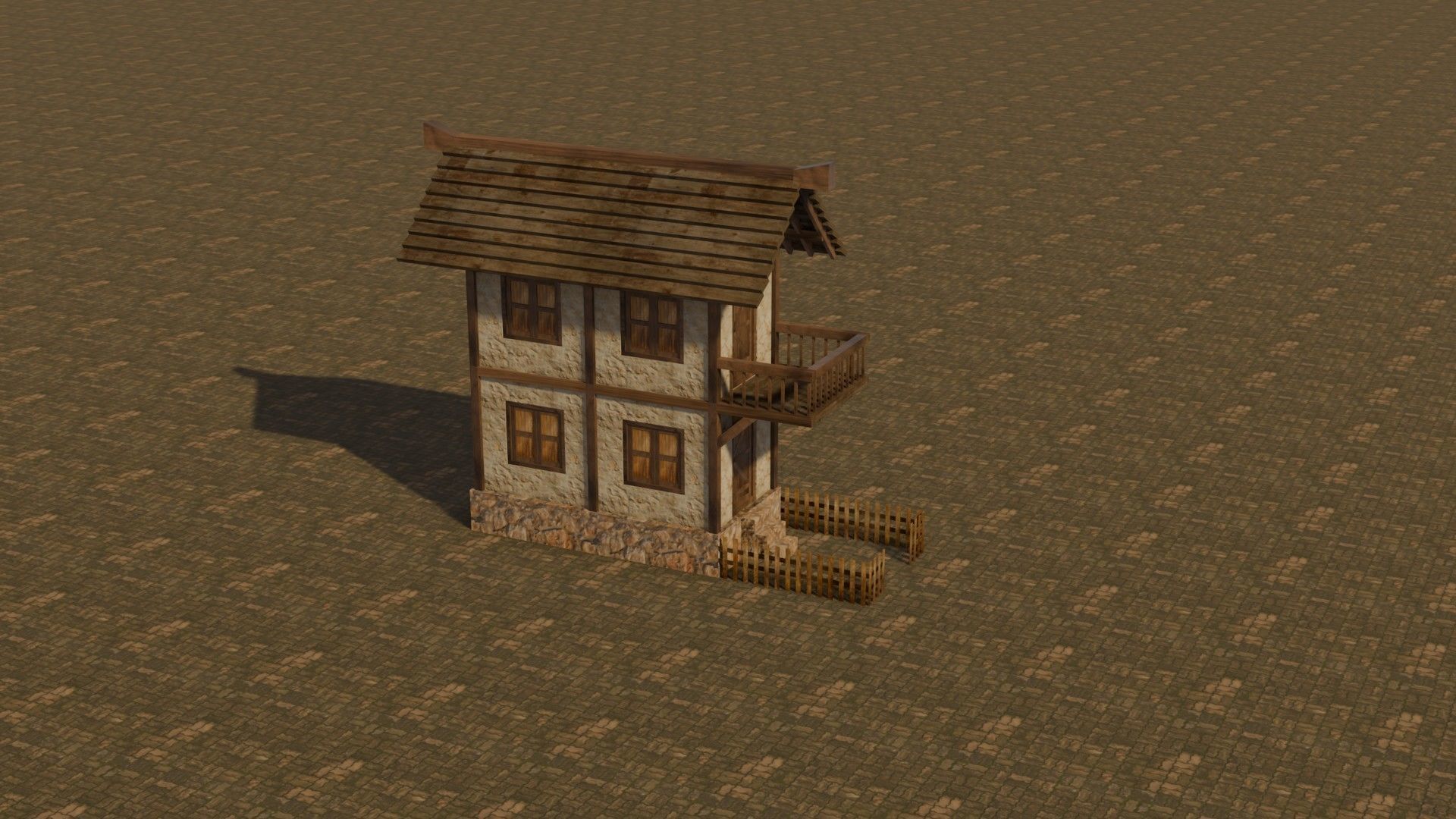 Medieval house 19 Free low-poly 3D model_5