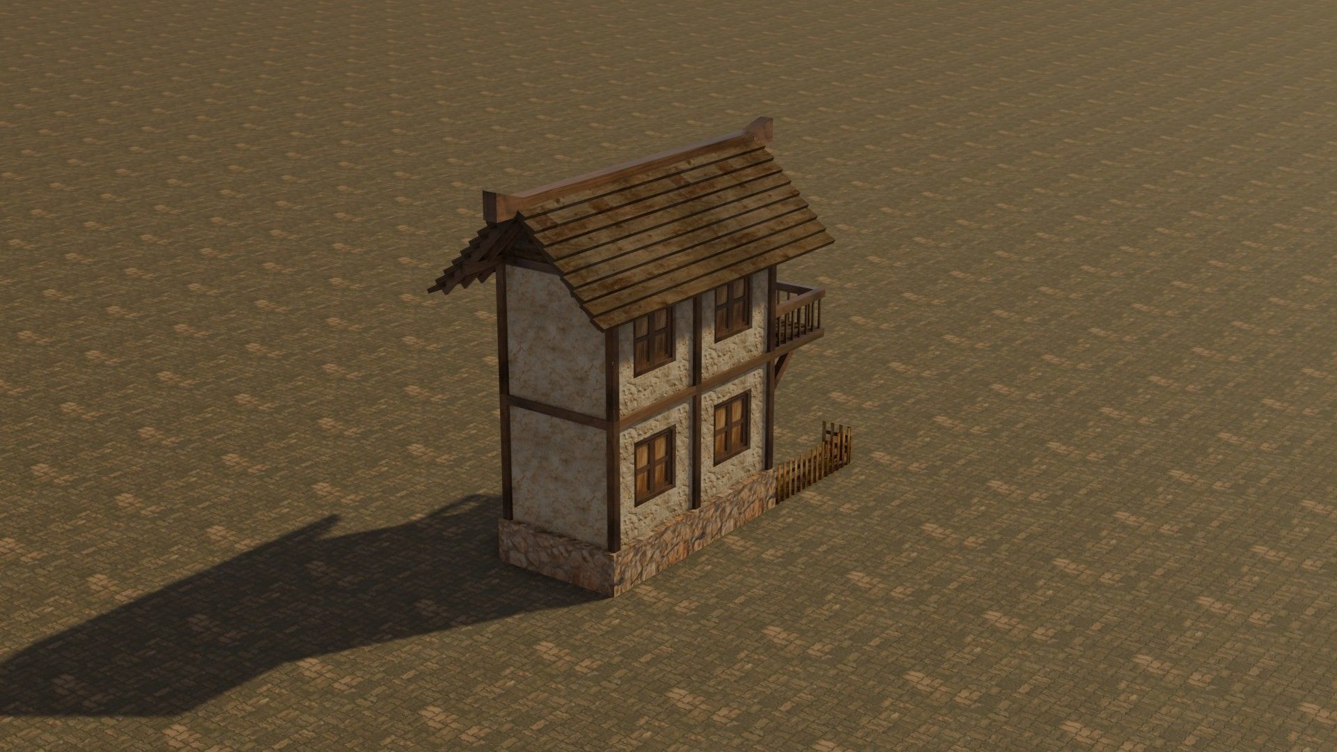 Medieval house 19 Free low-poly 3D model_7