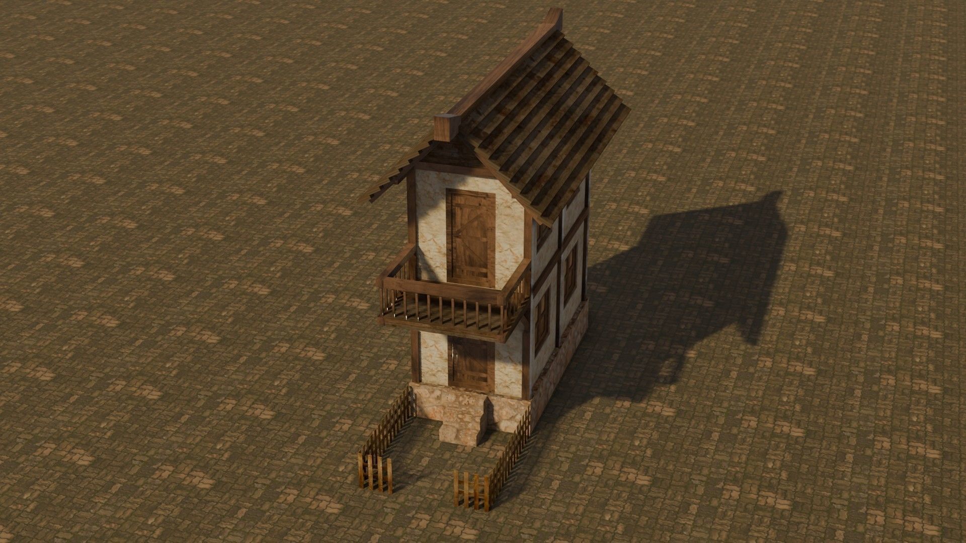 Medieval house 19 Free low-poly 3D model_3