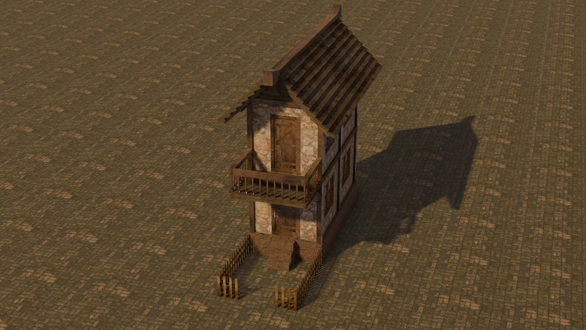 Medieval house 12 Free low-poly 3D model_3