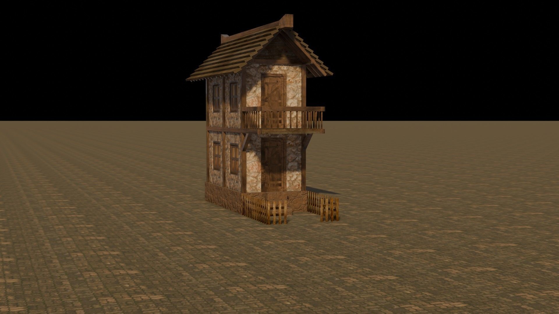 Medieval house 12 Free low-poly 3D model_16