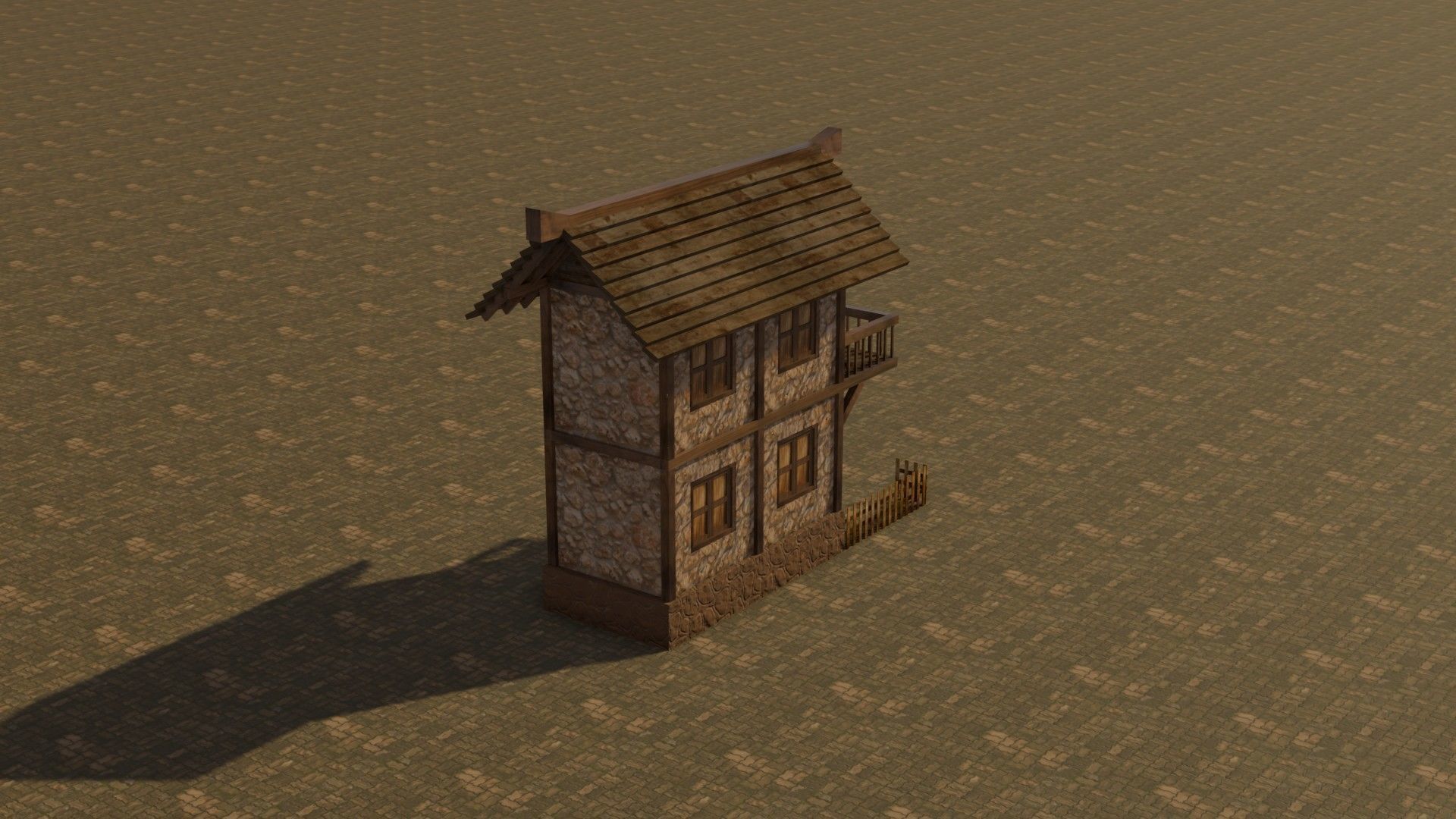 Medieval house 12 Free low-poly 3D model_7