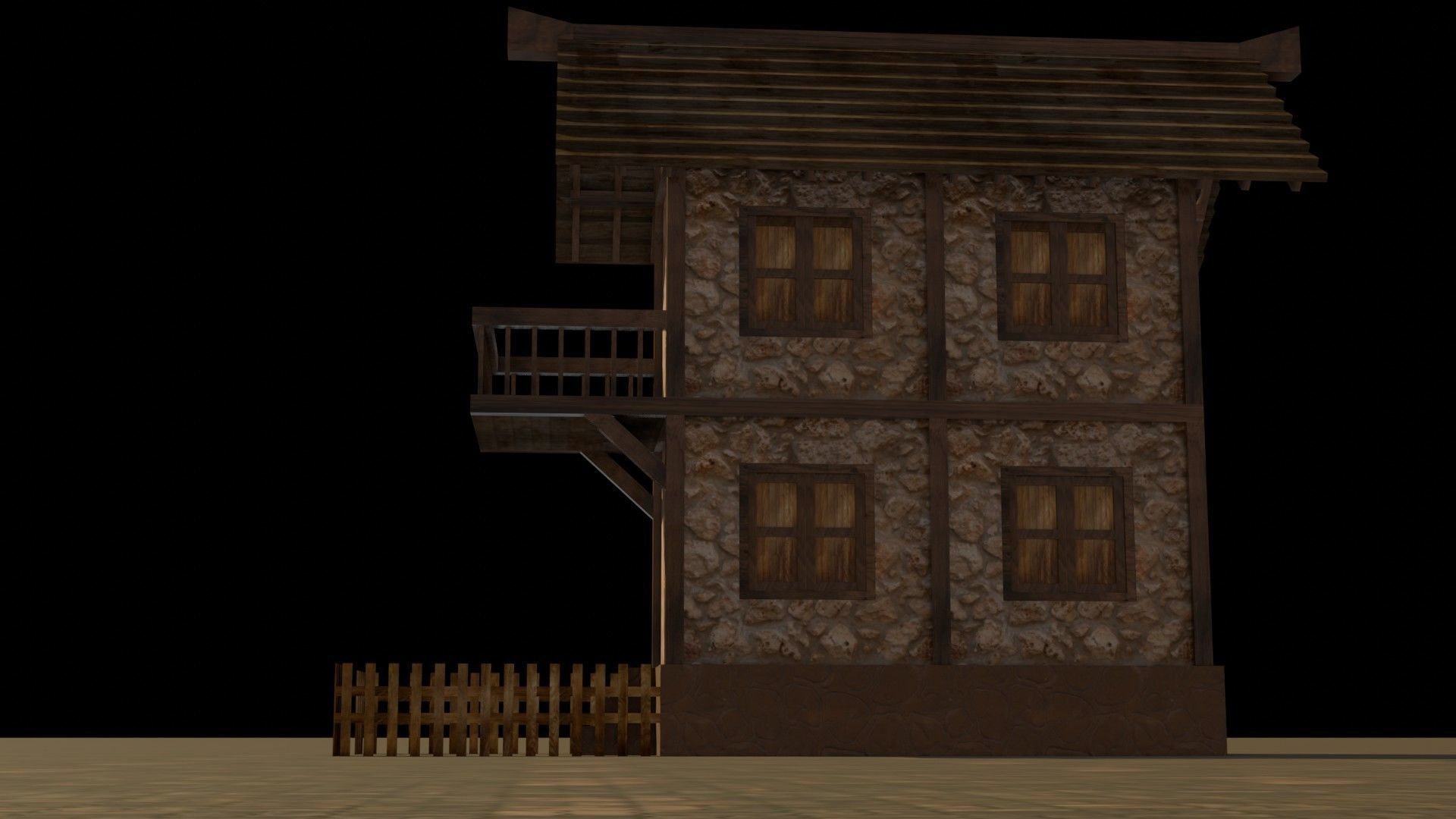 Medieval house 12 Free low-poly 3D model_12